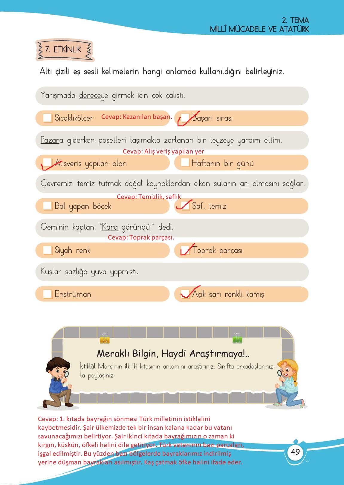 4. Sınıf Meb Yayınları Türkçe Ders Kitabı Sayfa 49 Cevapları