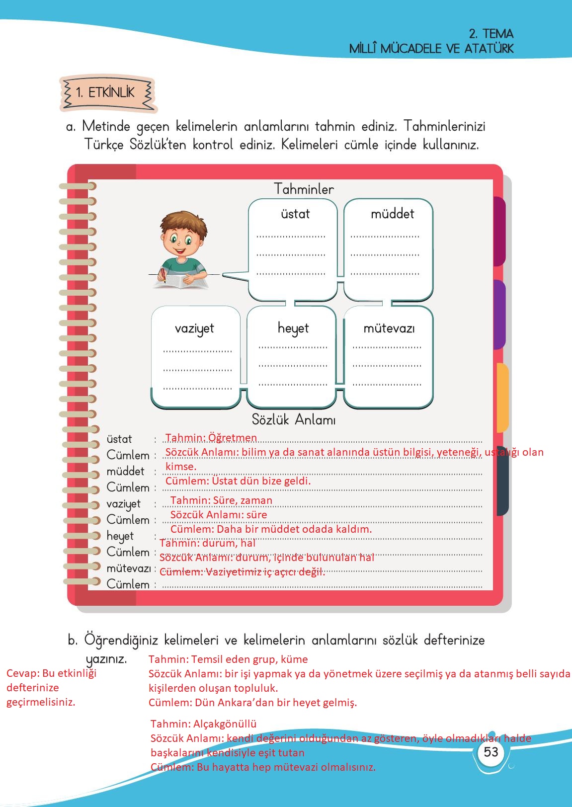 4. Sınıf Meb Yayınları Türkçe Ders Kitabı Sayfa 53 Cevapları