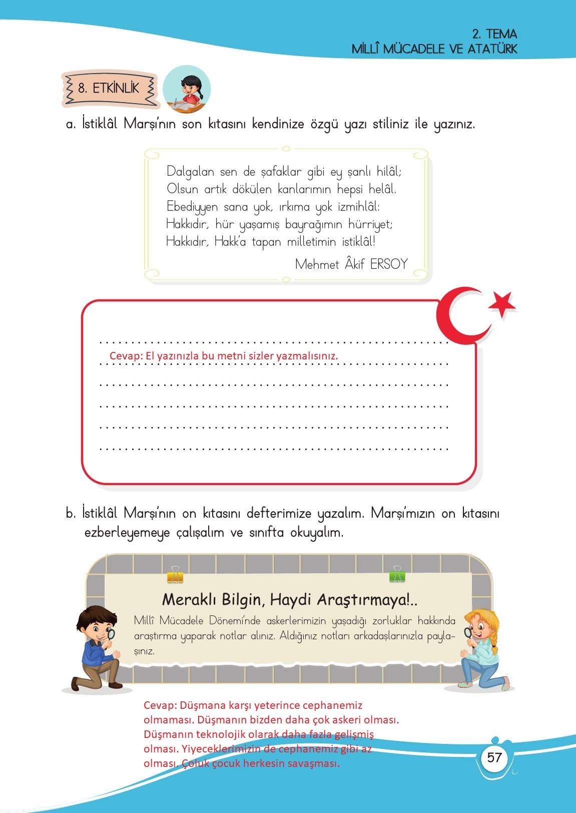 4. Sınıf Meb Yayınları Türkçe Ders Kitabı Sayfa 57 Cevapları