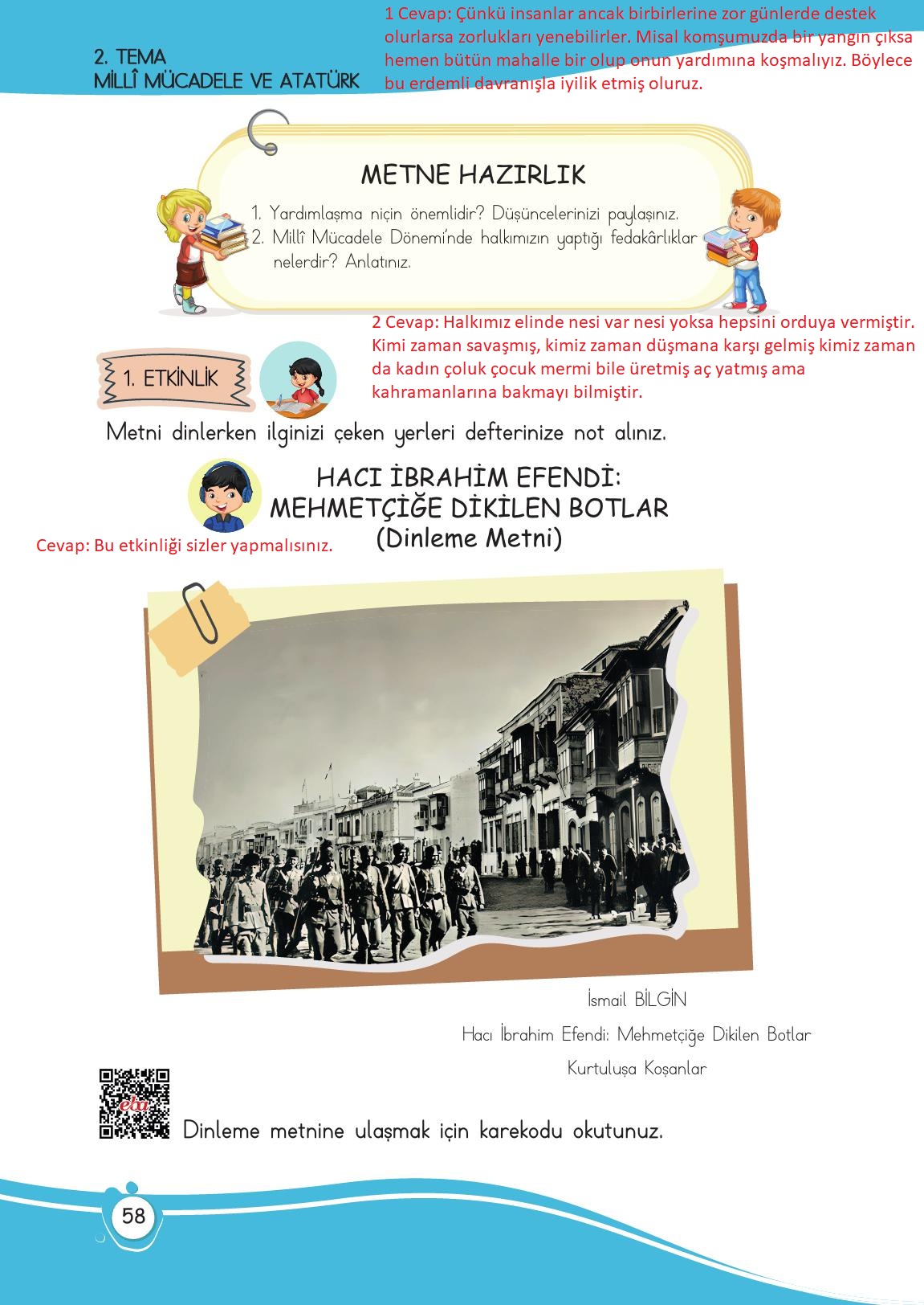 4. Sınıf Meb Yayınları Türkçe Ders Kitabı Sayfa 58 Cevapları