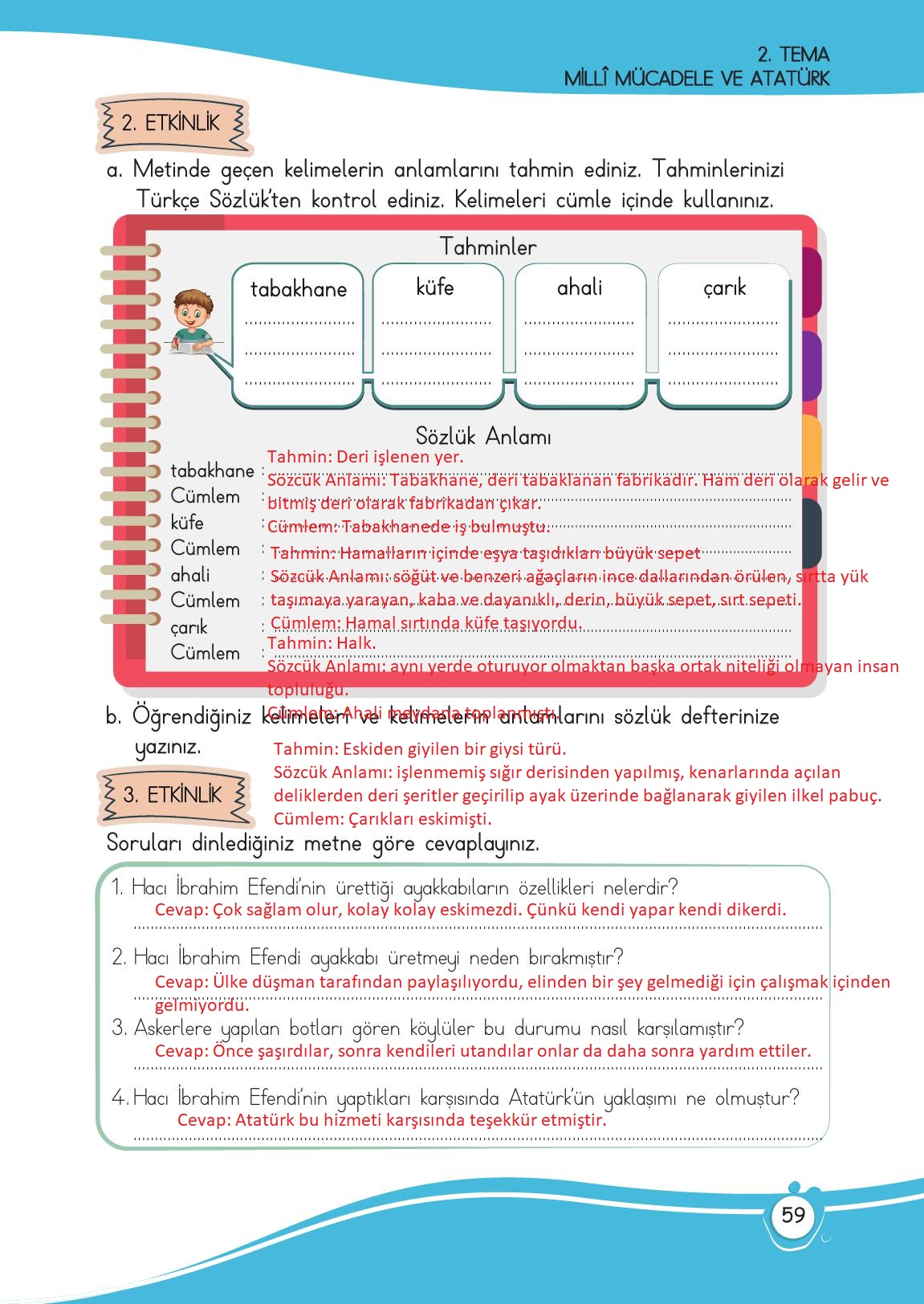 4. Sınıf Meb Yayınları Türkçe Ders Kitabı Sayfa 59 Cevapları