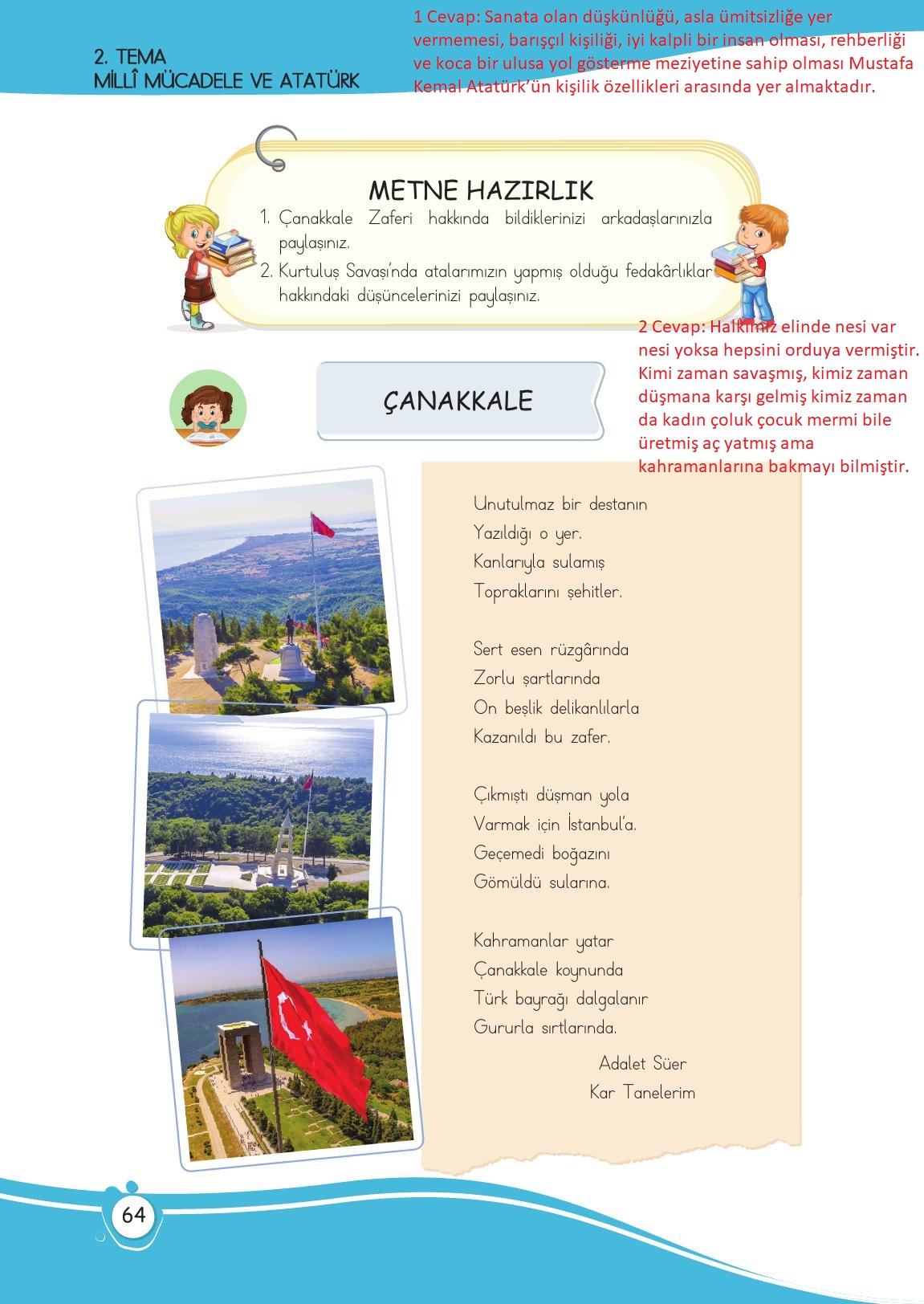 4. Sınıf Meb Yayınları Türkçe Ders Kitabı Sayfa 64 Cevapları