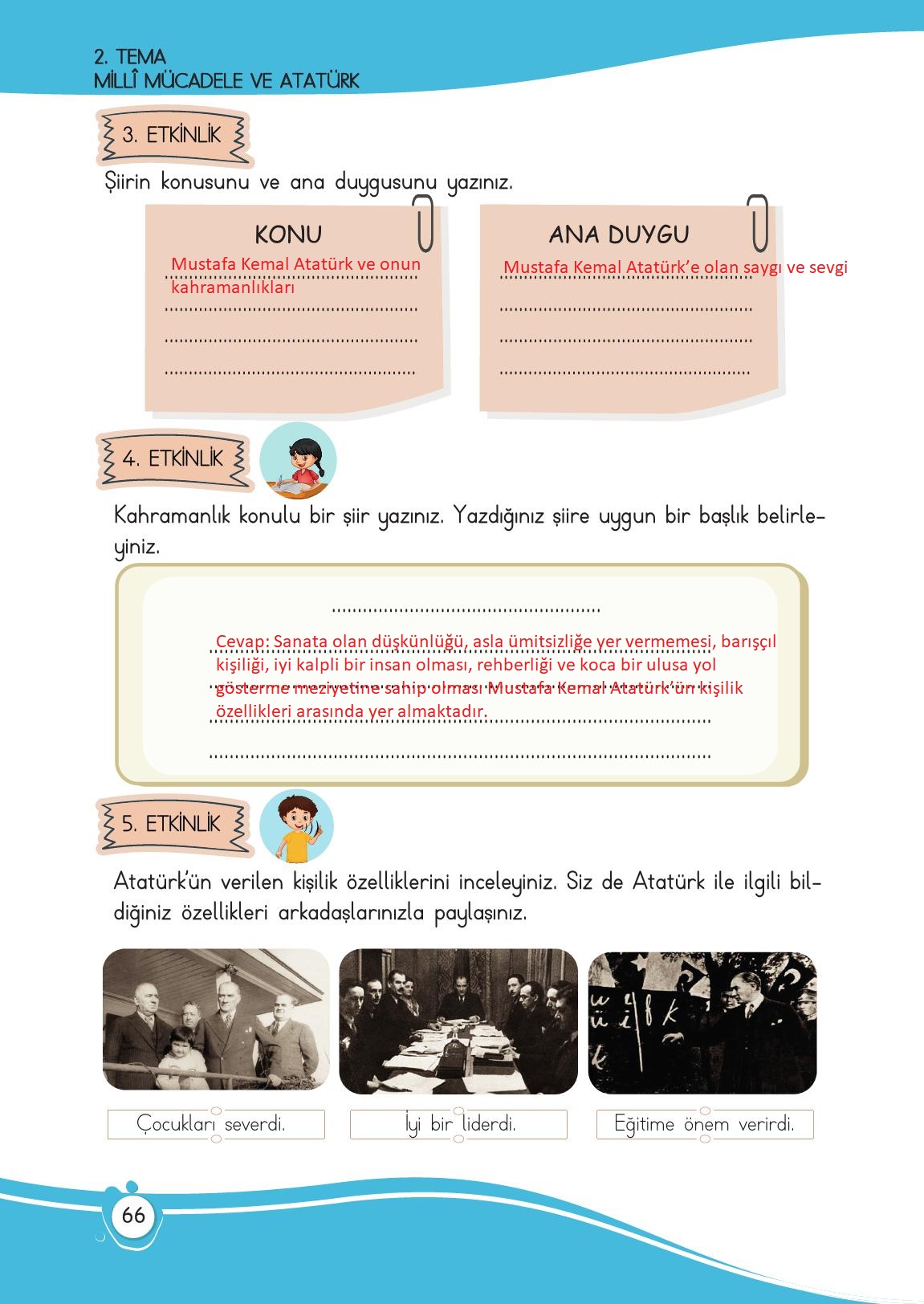 4. Sınıf Meb Yayınları Türkçe Ders Kitabı Sayfa 66 Cevapları