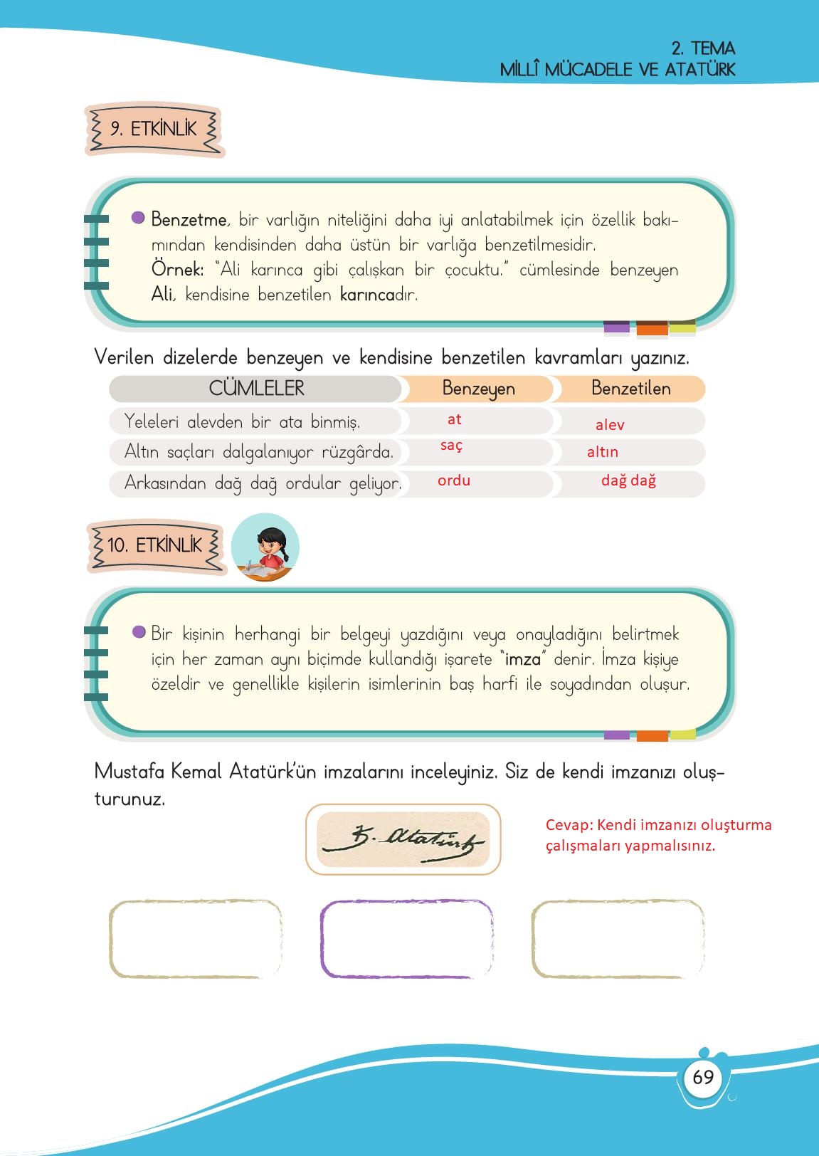 4. Sınıf Meb Yayınları Türkçe Ders Kitabı Sayfa 69 Cevapları