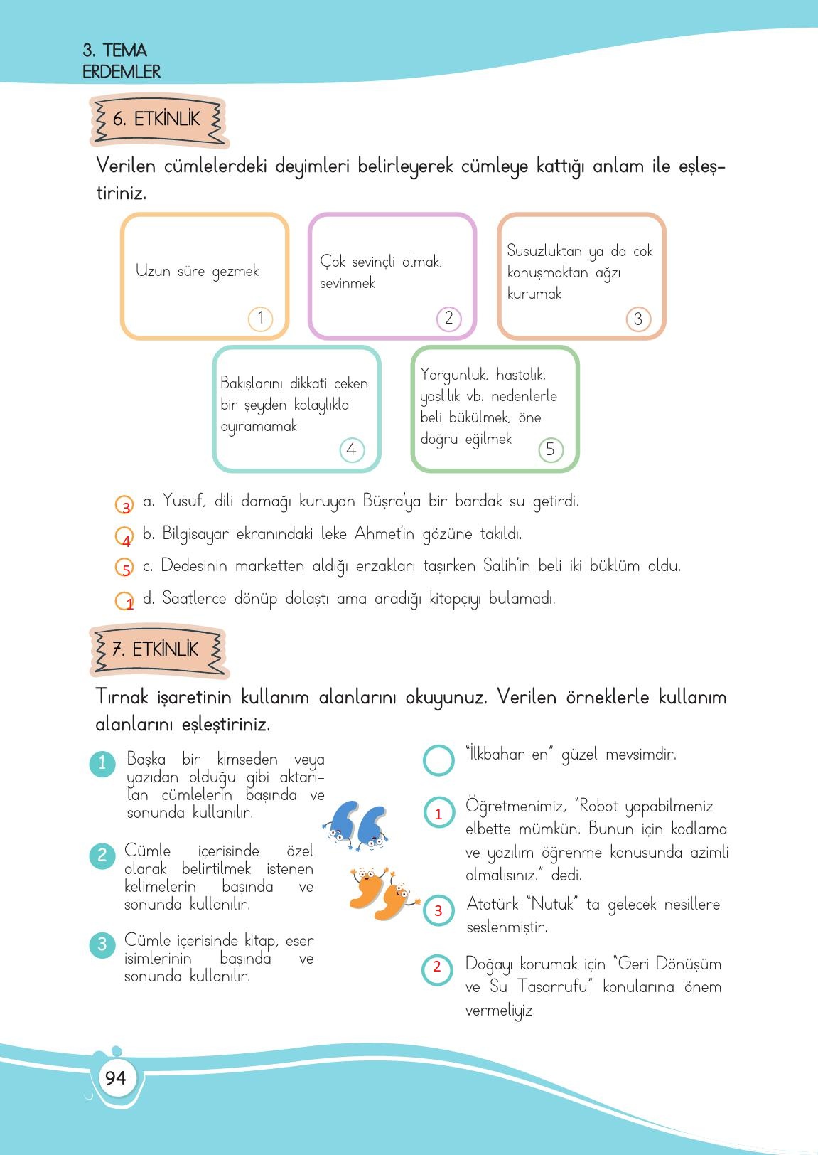 4. Sınıf Meb Yayınları Türkçe Ders Kitabı Sayfa 94 Cevapları