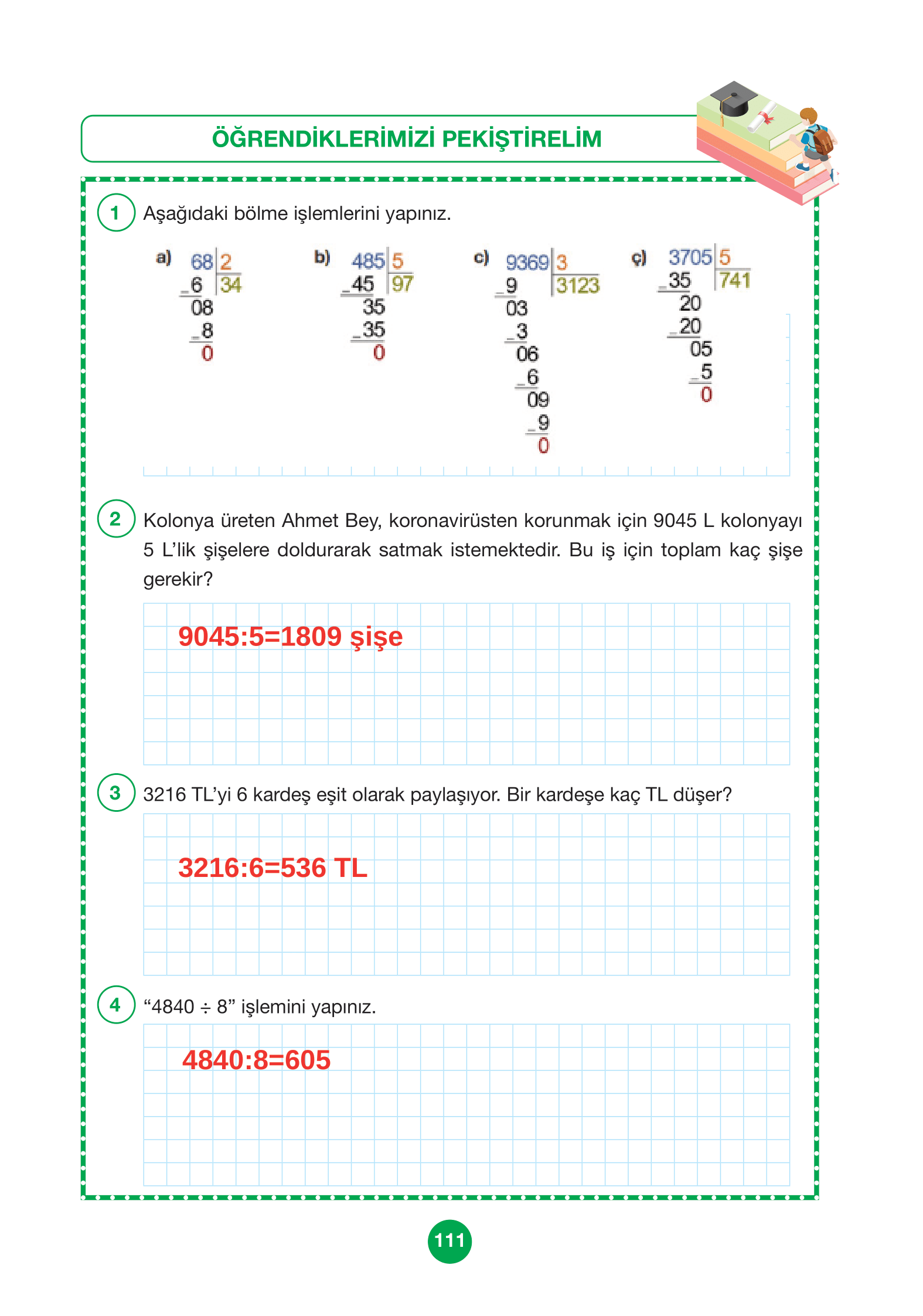 4. Sınıf Pasifik Yayınları Matematik Ders Kitabı Sayfa 111 Cevapları