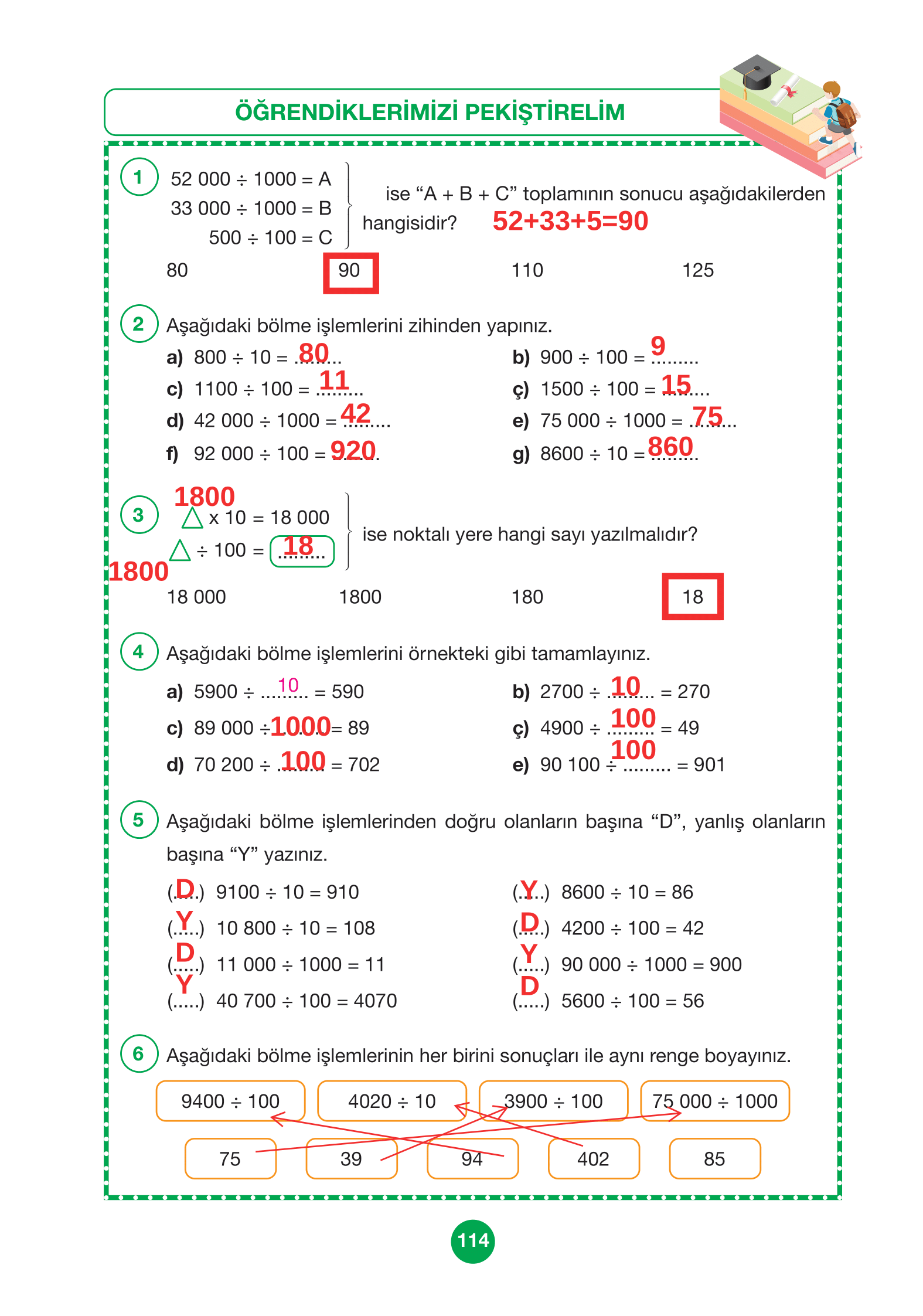 4. Sınıf Pasifik Yayınları Matematik Ders Kitabı Sayfa 114 Cevapları