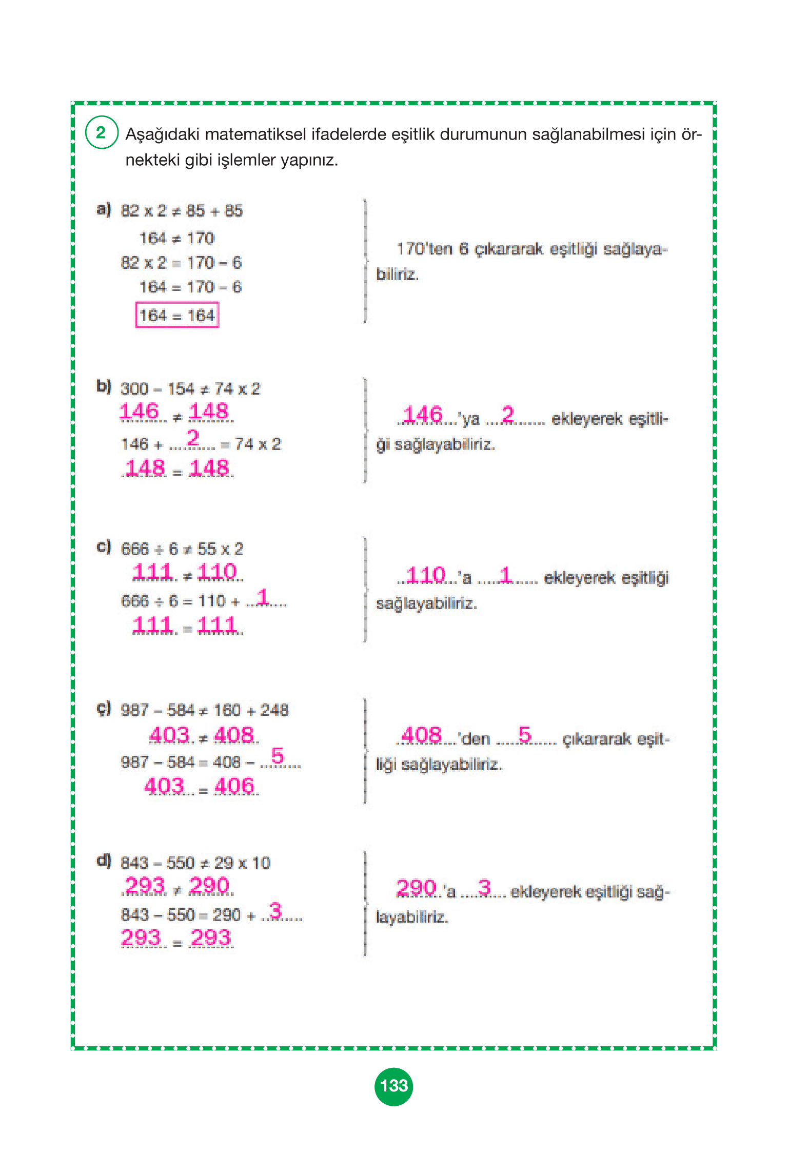 4. Sınıf Pasifik Yayınları Matematik Ders Kitabı Sayfa 133 Cevapları