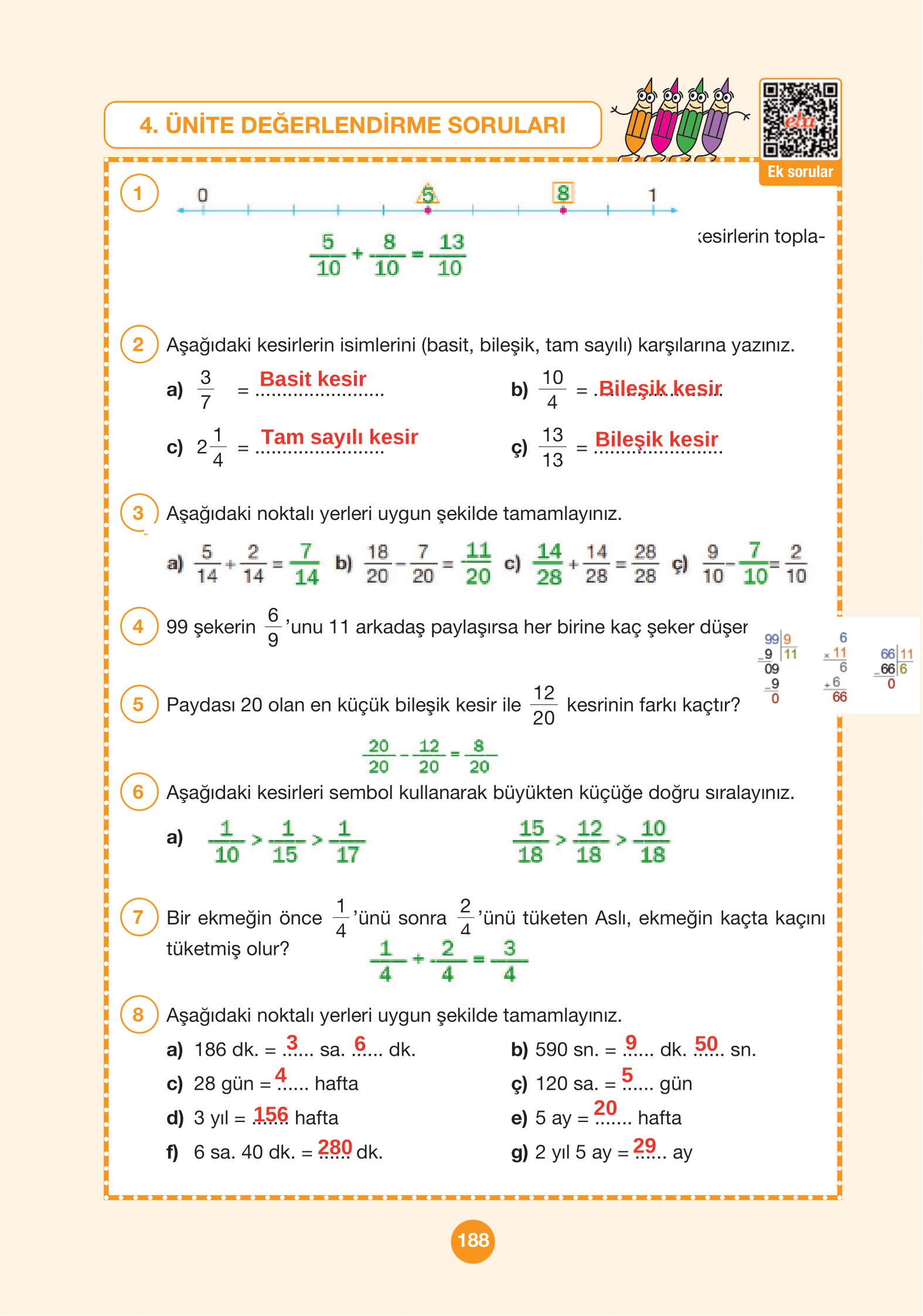 4. Sınıf Pasifik Yayınları Matematik Ders Kitabı Sayfa 188 Cevapları 4. Sınıf Pasifik Yayınları Matematik Ders Kitabı Sayfa 188 Cevapları