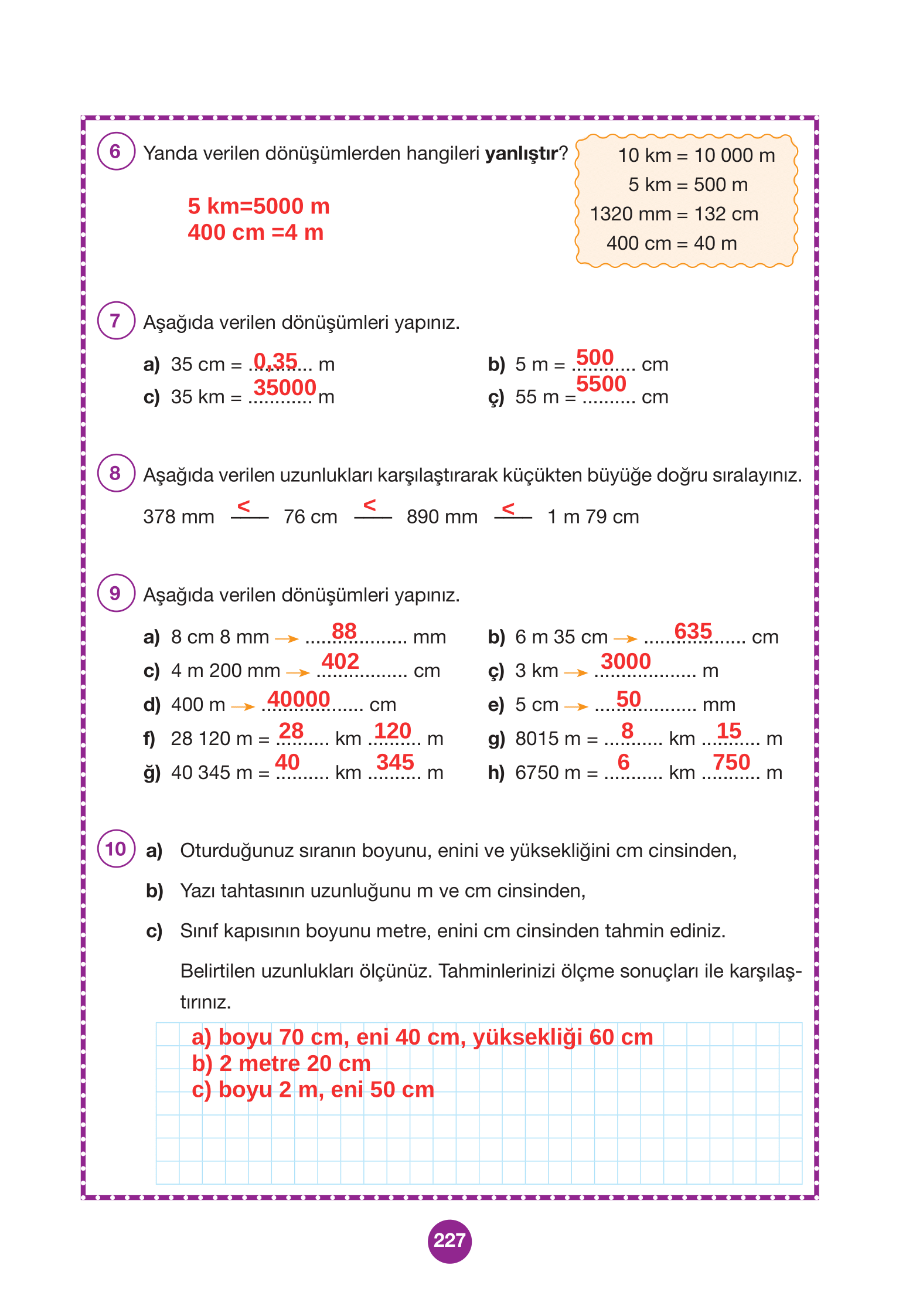 4. Sınıf Pasifik Yayınları Matematik Ders Kitabı Sayfa 227 Cevapları