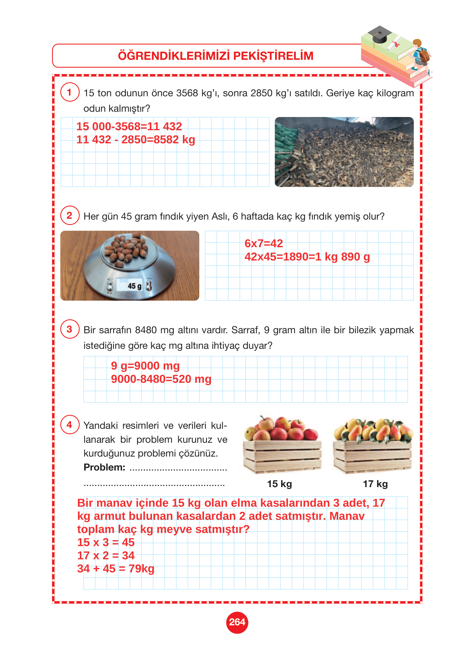 4. Sınıf Pasifik Yayınları Matematik Ders Kitabı Sayfa 264 Cevapları