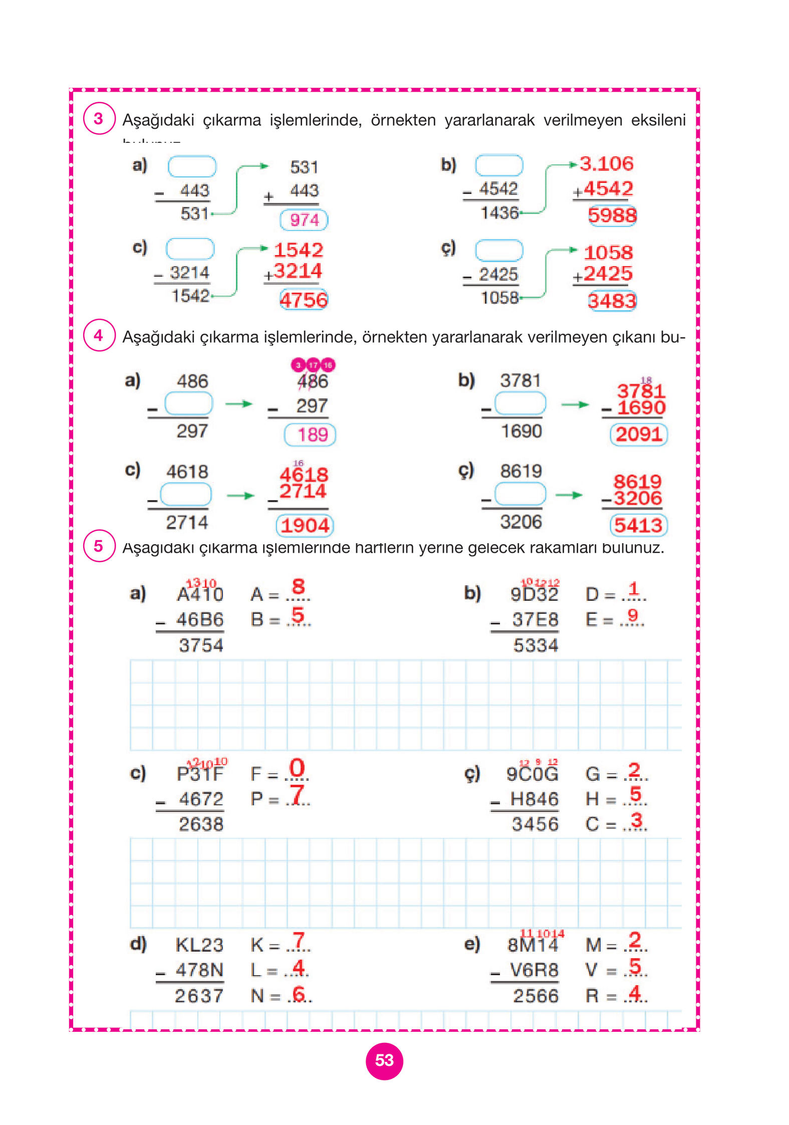 4. Sınıf Pasifik Yayınları Matematik Ders Kitabı Sayfa 53 Cevapları