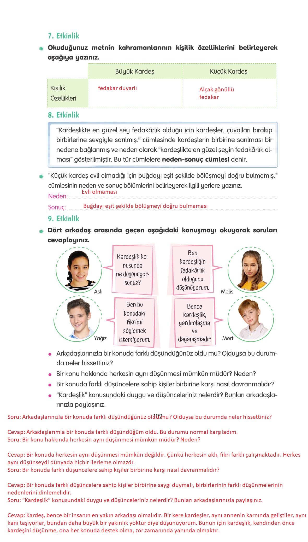 4. Sınıf Tuna Yayınları Türkçe Ders Kitabı Sayfa 102 Cevapları