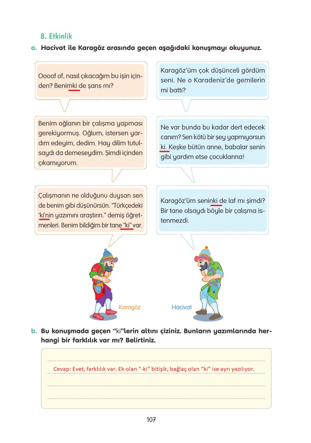 4. Sınıf Tuna Yayınları Türkçe Ders Kitabı Sayfa 107 Cevapları