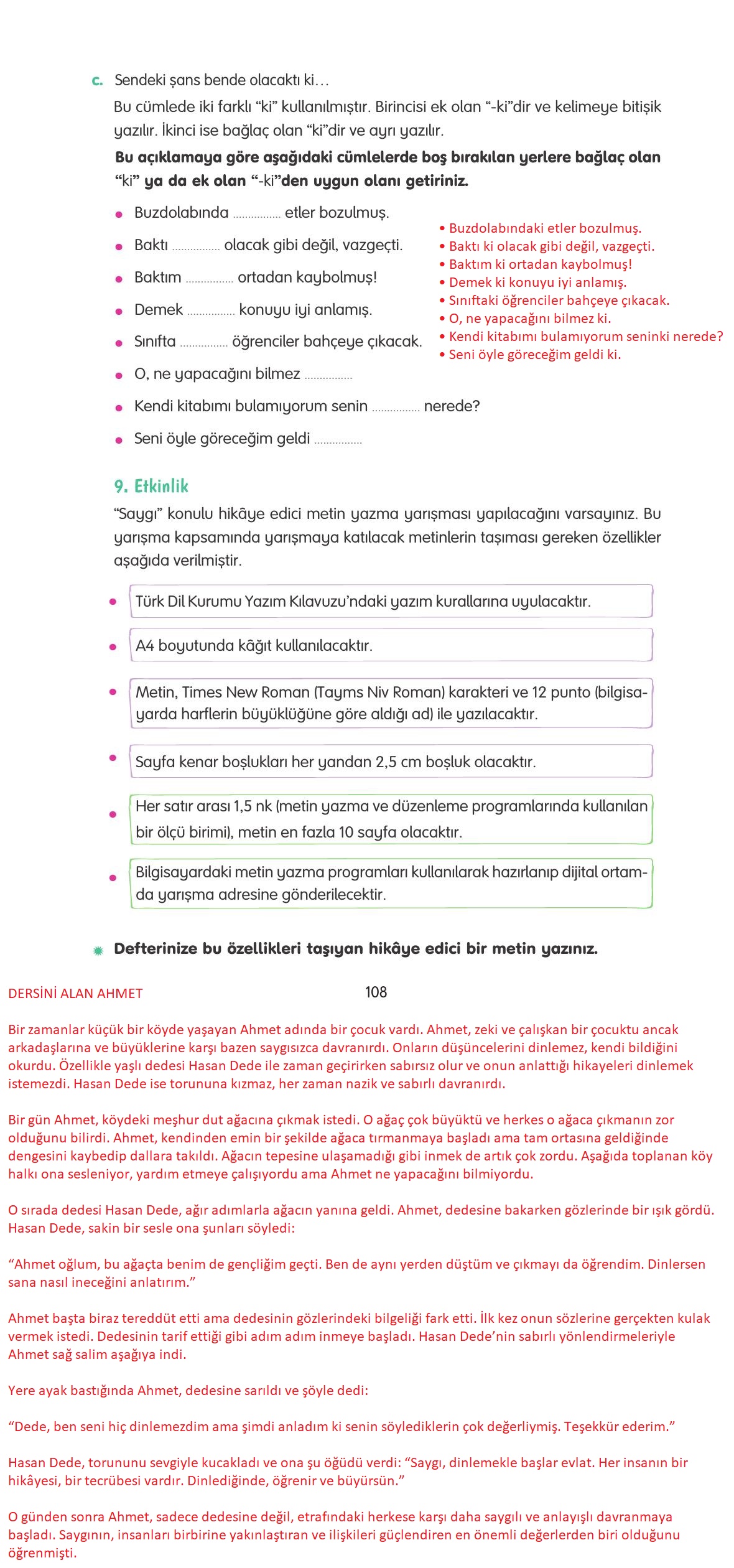 4. Sınıf Tuna Yayınları Türkçe Ders Kitabı Sayfa 108 Cevapları 4. Sınıf Tuna Yayınları Türkçe Ders Kitabı Sayfa 108 Cevapları