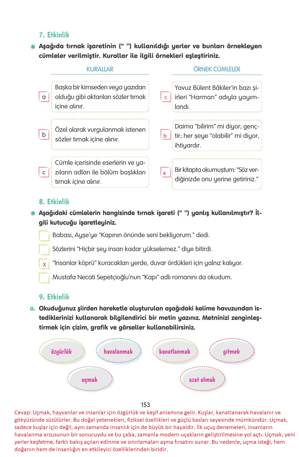4. Sınıf Tuna Yayınları Türkçe Ders Kitabı Sayfa 153 Cevapları