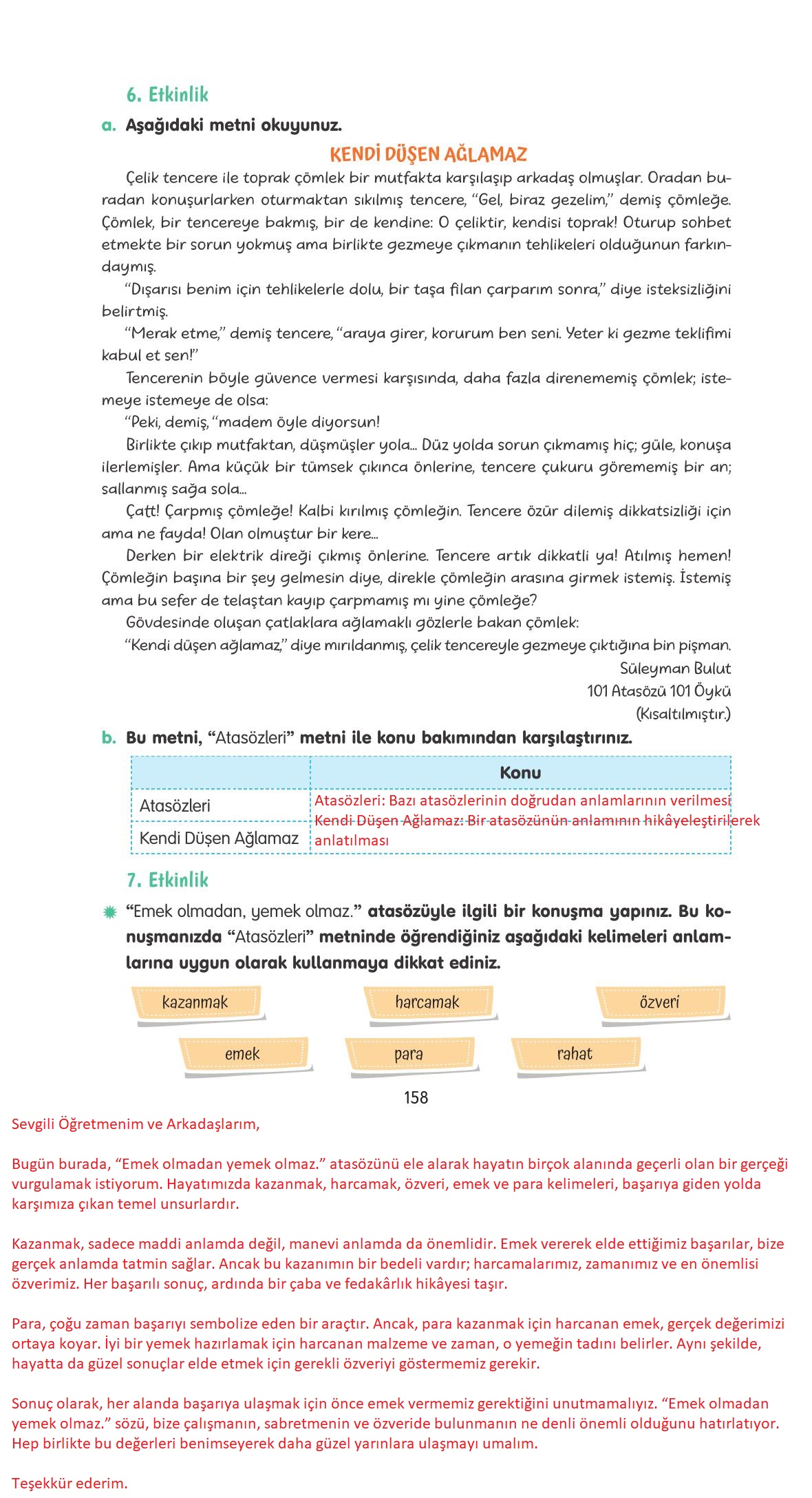 4. Sınıf Tuna Yayınları Türkçe Ders Kitabı Sayfa 158 Cevapları
