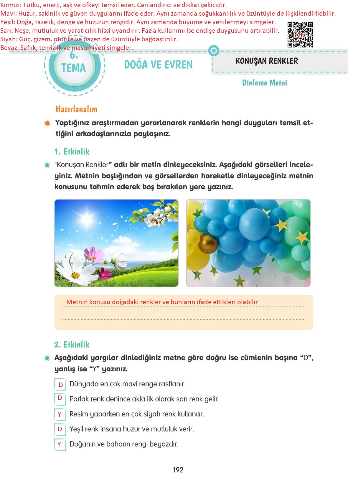 4. Sınıf Tuna Yayınları Türkçe Ders Kitabı Sayfa 192 Cevapları