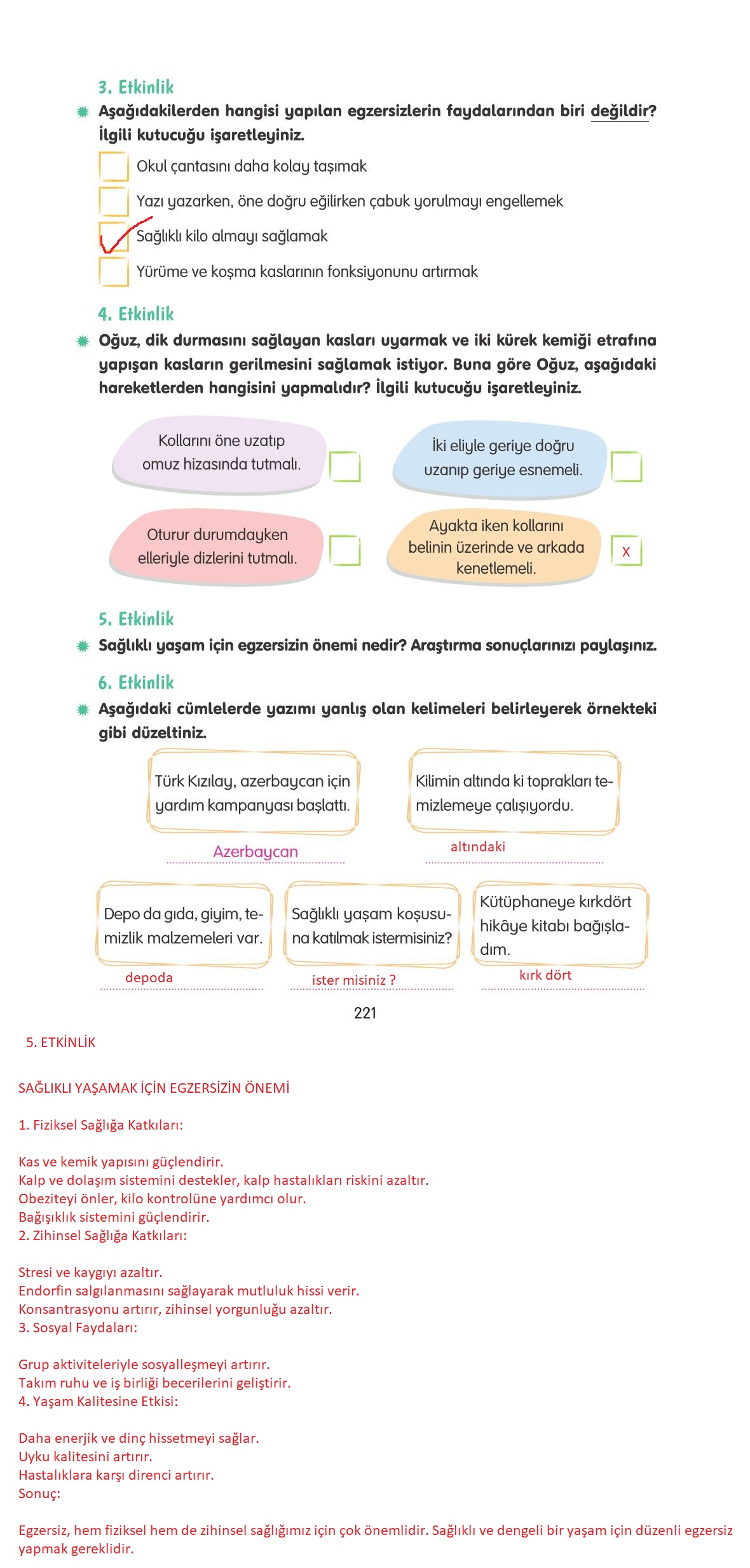 4. Sınıf Tuna Yayınları Türkçe Ders Kitabı Sayfa 221 Cevapları
