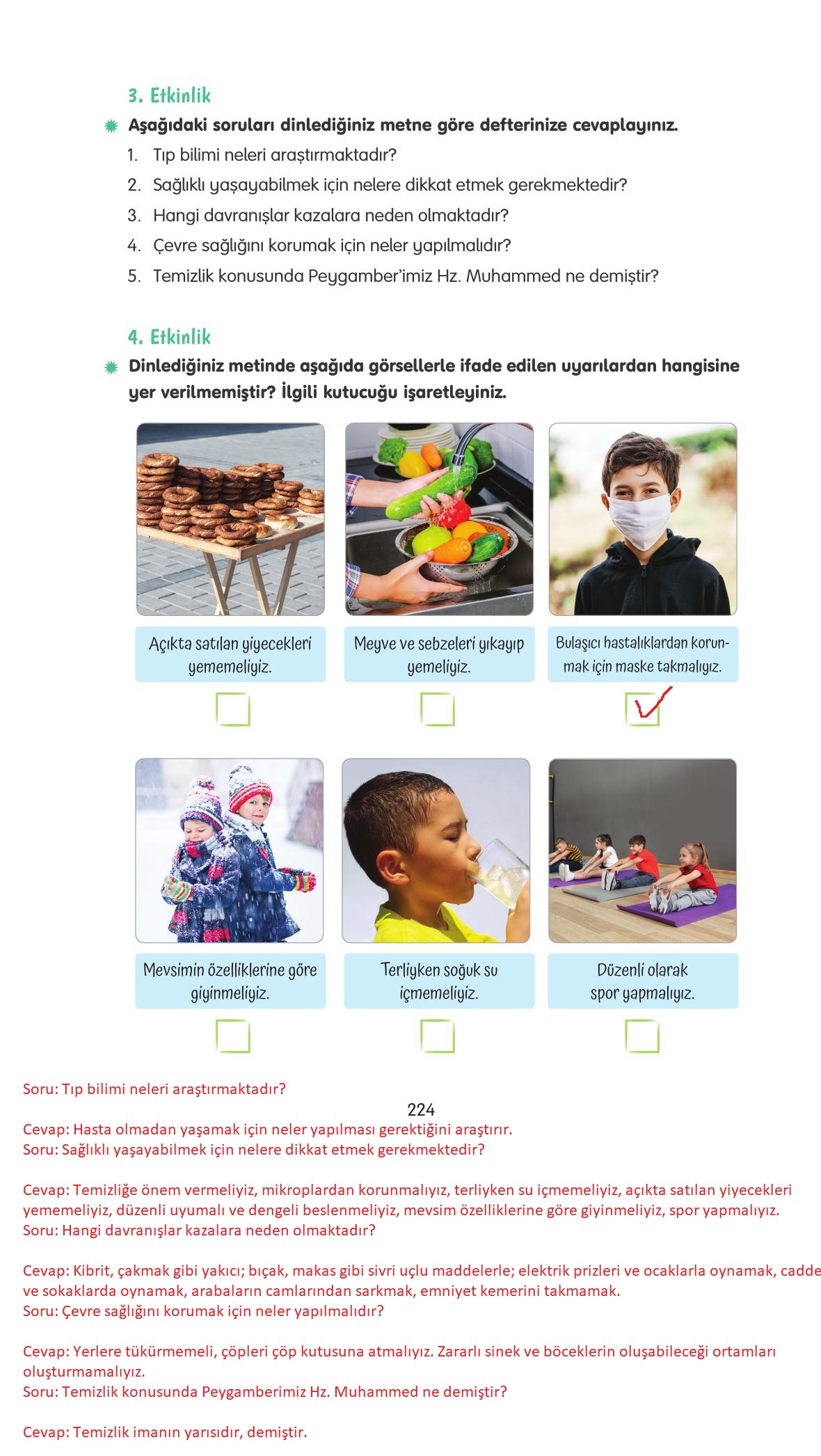 4. Sınıf Tuna Yayınları Türkçe Ders Kitabı Sayfa 224 Cevapları