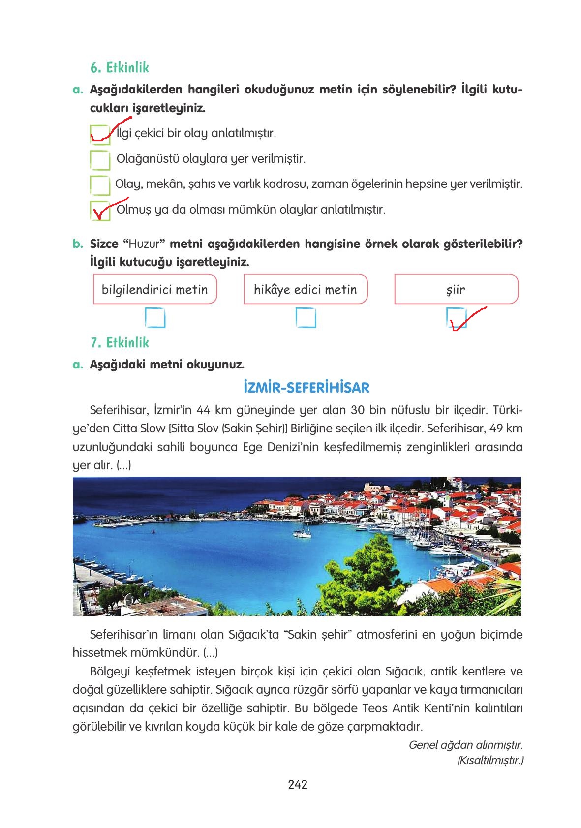 4. Sınıf Tuna Yayınları Türkçe Ders Kitabı Sayfa 242 Cevapları