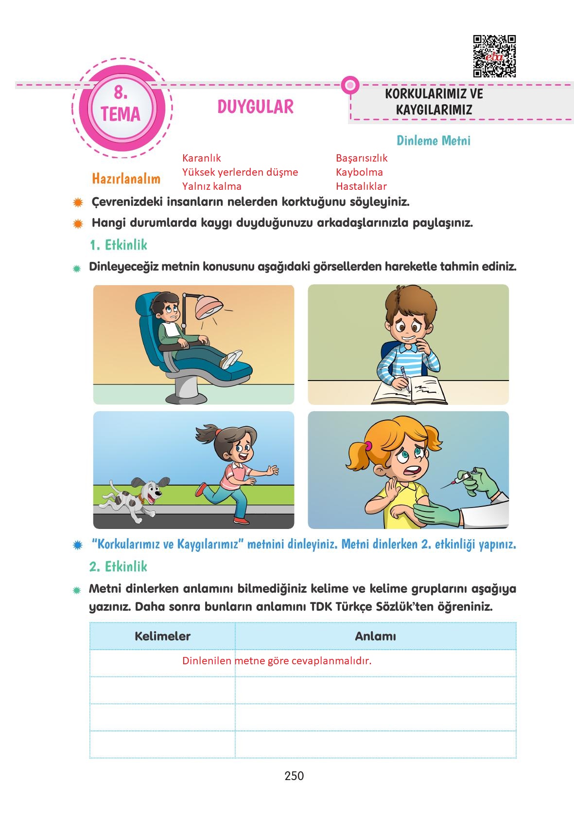 4. Sınıf Tuna Yayınları Türkçe Ders Kitabı Sayfa 250 Cevapları