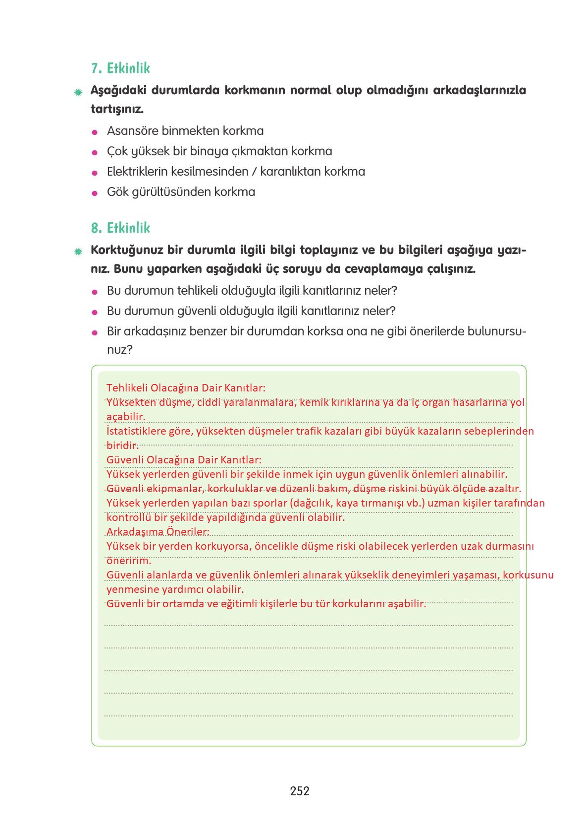 4. Sınıf Tuna Yayınları Türkçe Ders Kitabı Sayfa 252 Cevapları