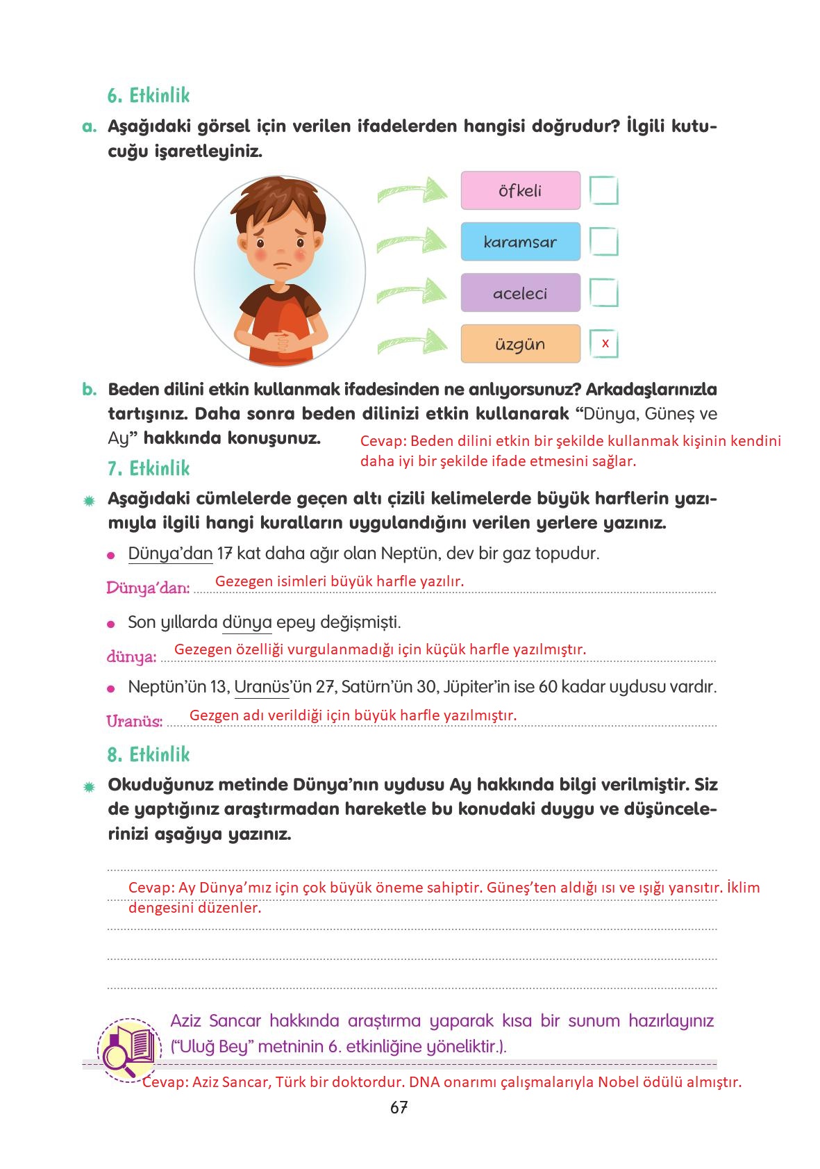 4. Sınıf Tuna Yayınları Türkçe Ders Kitabı Sayfa 67 Cevapları