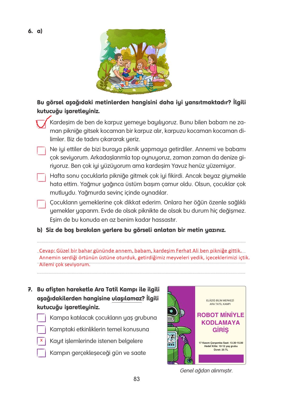 4. Sınıf Tuna Yayınları Türkçe Ders Kitabı Sayfa 83 Cevapları 4. Sınıf Tuna Yayınları Türkçe Ders Kitabı Sayfa 83 Cevapları