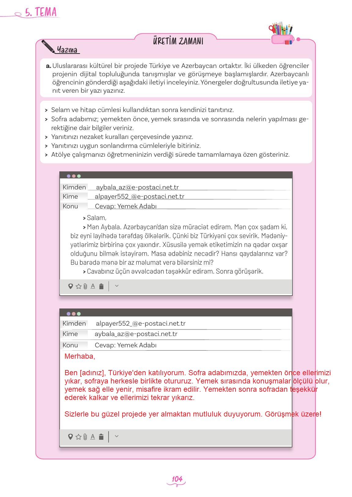5. Sınıf Meb Yayınları 2. Kitap Türkçe Ders Kitabı Sayfa 104 Cevapları