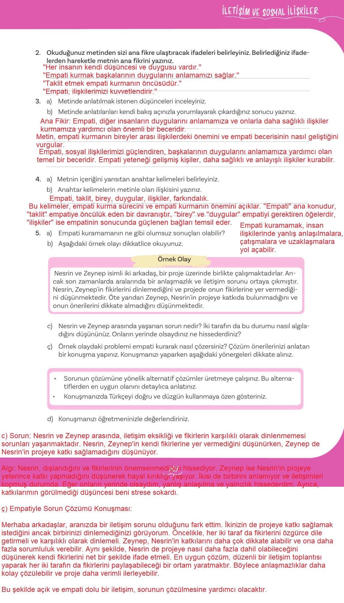 5. Sınıf Meb Yayınları 2. Kitap Türkçe Ders Kitabı Sayfa 107 Cevapları