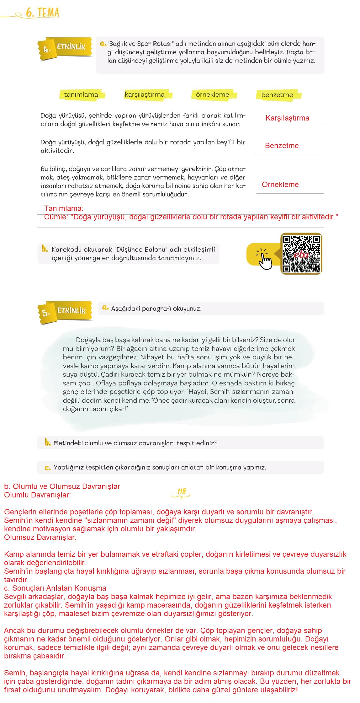 5. Sınıf Meb Yayınları 2. Kitap Türkçe Ders Kitabı Sayfa 118 Cevapları