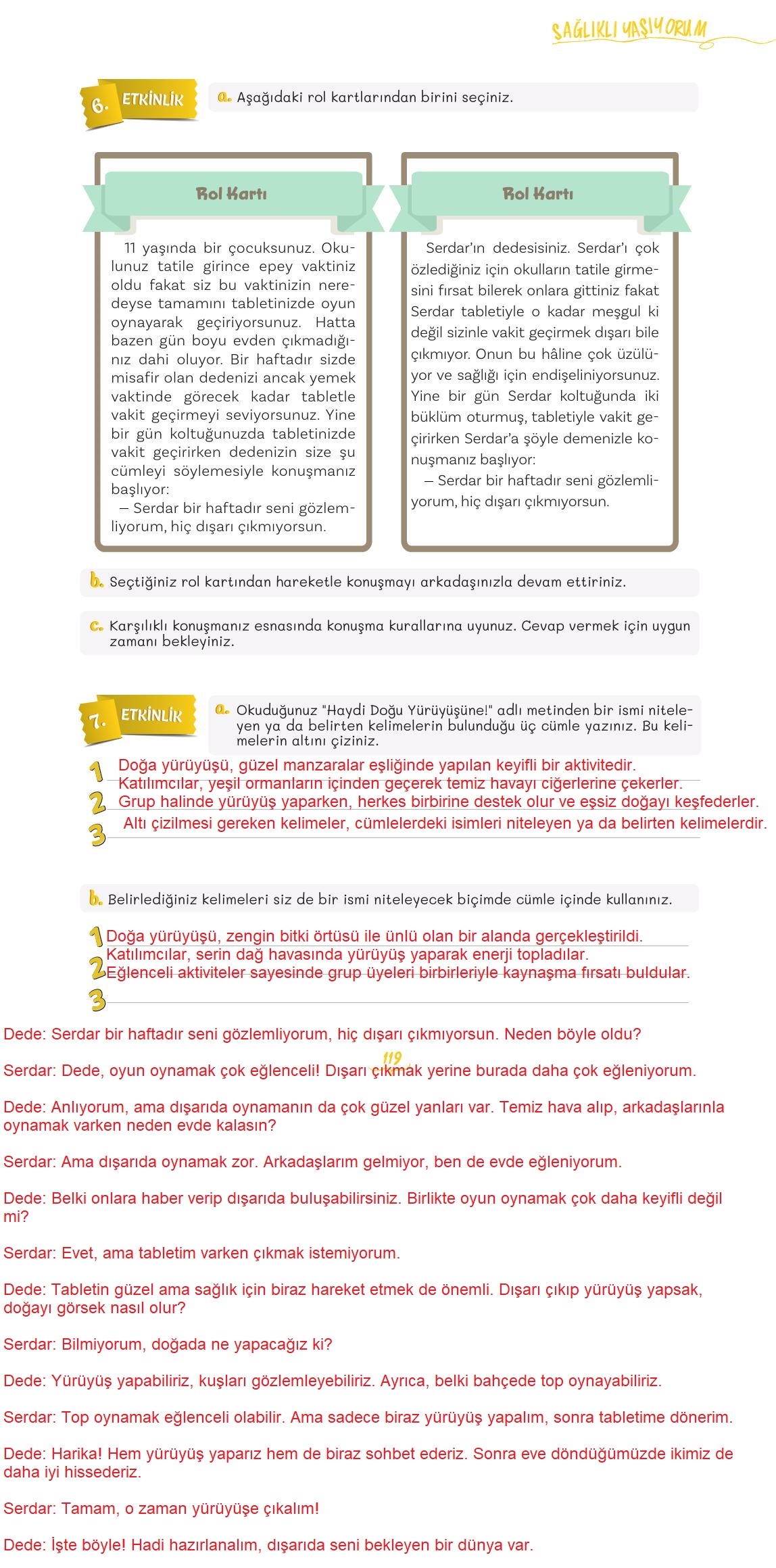 5. Sınıf Meb Yayınları 2. Kitap Türkçe Ders Kitabı Sayfa 119 Cevapları