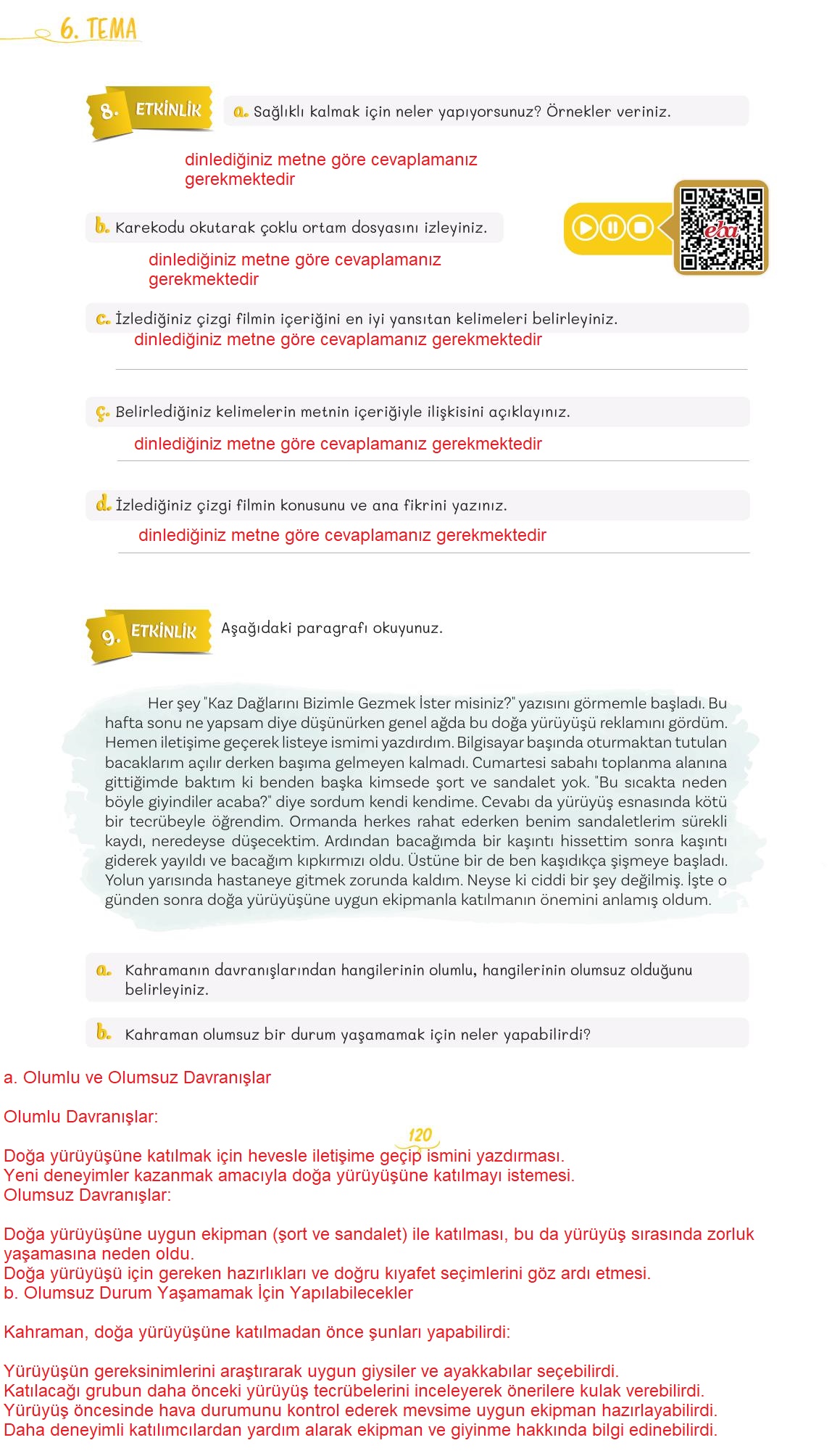 5. Sınıf Meb Yayınları 2. Kitap Türkçe Ders Kitabı Sayfa 120 Cevapları