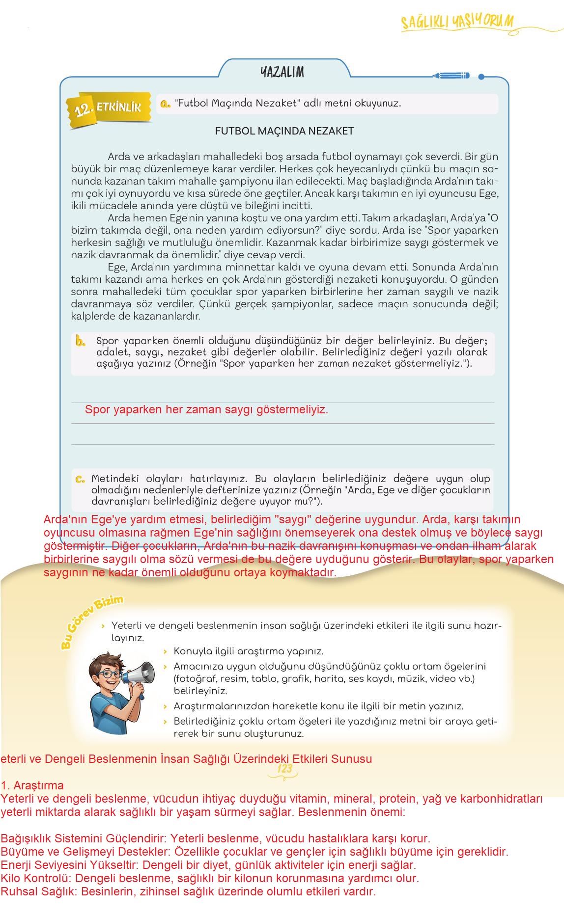 5. Sınıf Meb Yayınları 2. Kitap Türkçe Ders Kitabı Sayfa 123 Cevapları