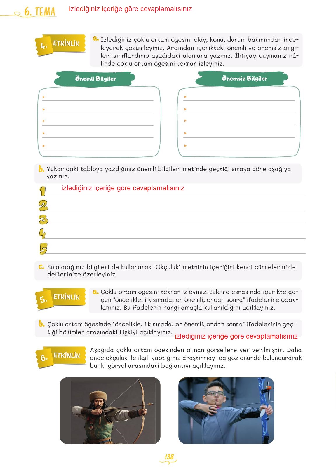 5. Sınıf Meb Yayınları 2. Kitap Türkçe Ders Kitabı Sayfa 138 Cevapları 5. Sınıf Meb Yayınları 2. Kitap Türkçe Ders Kitabı Sayfa 138 Cevapları