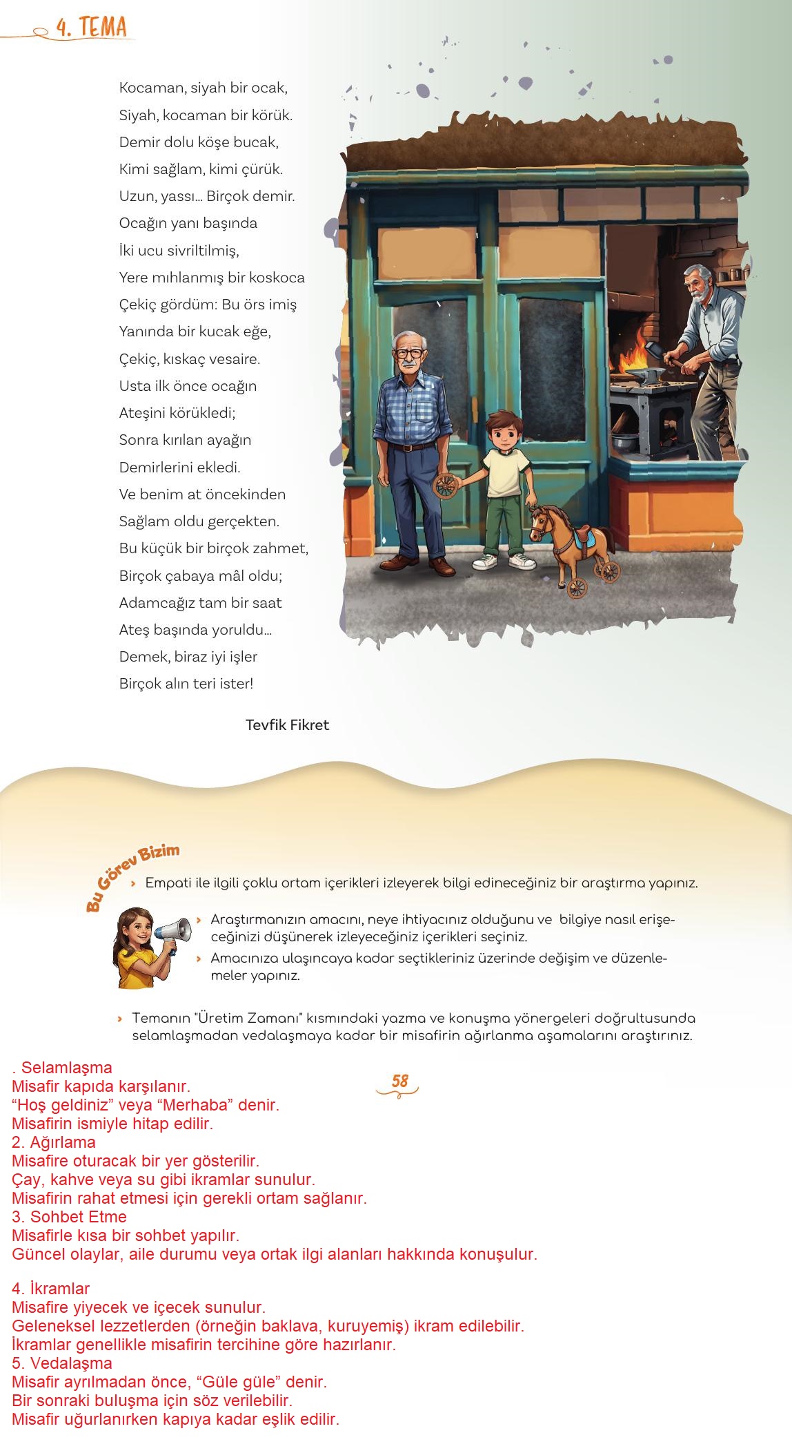 5. Sınıf Meb Yayınları 2. Kitap Türkçe Ders Kitabı Sayfa 58 Cevapları