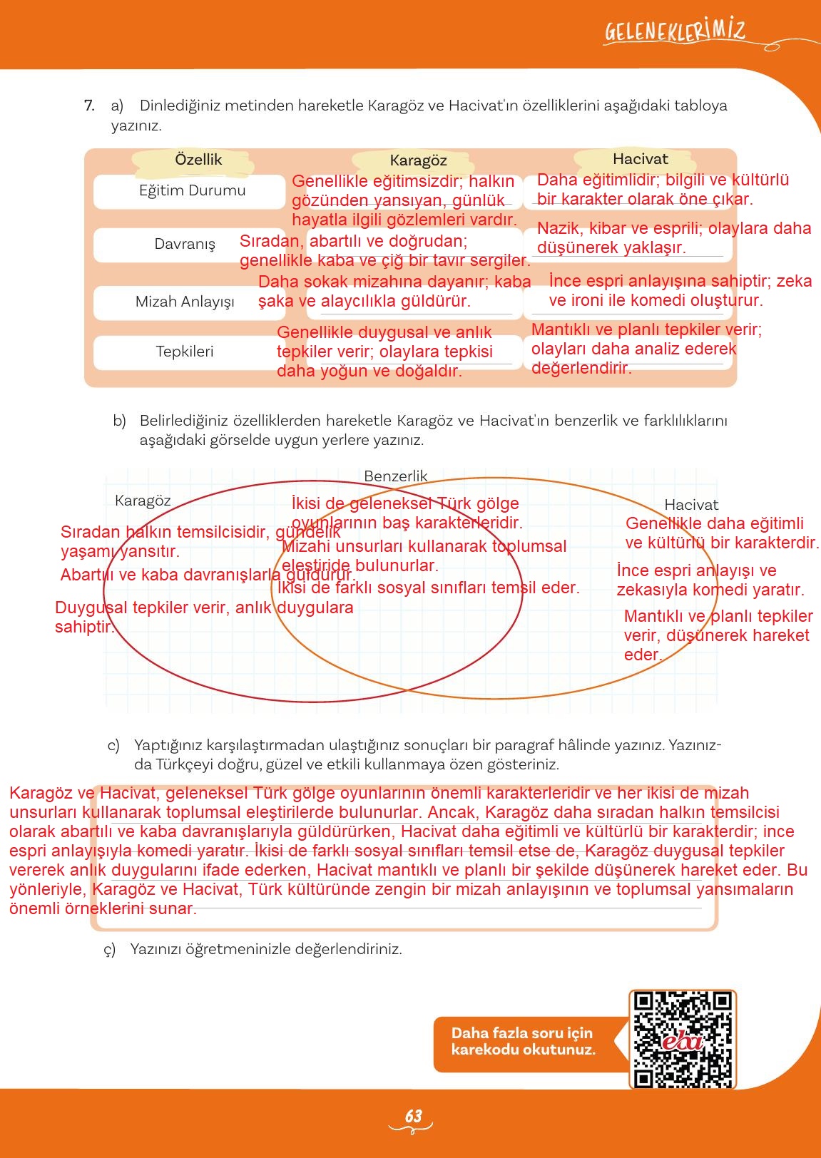 5. Sınıf Meb Yayınları 2. Kitap Türkçe Ders Kitabı Sayfa 63 Cevapları