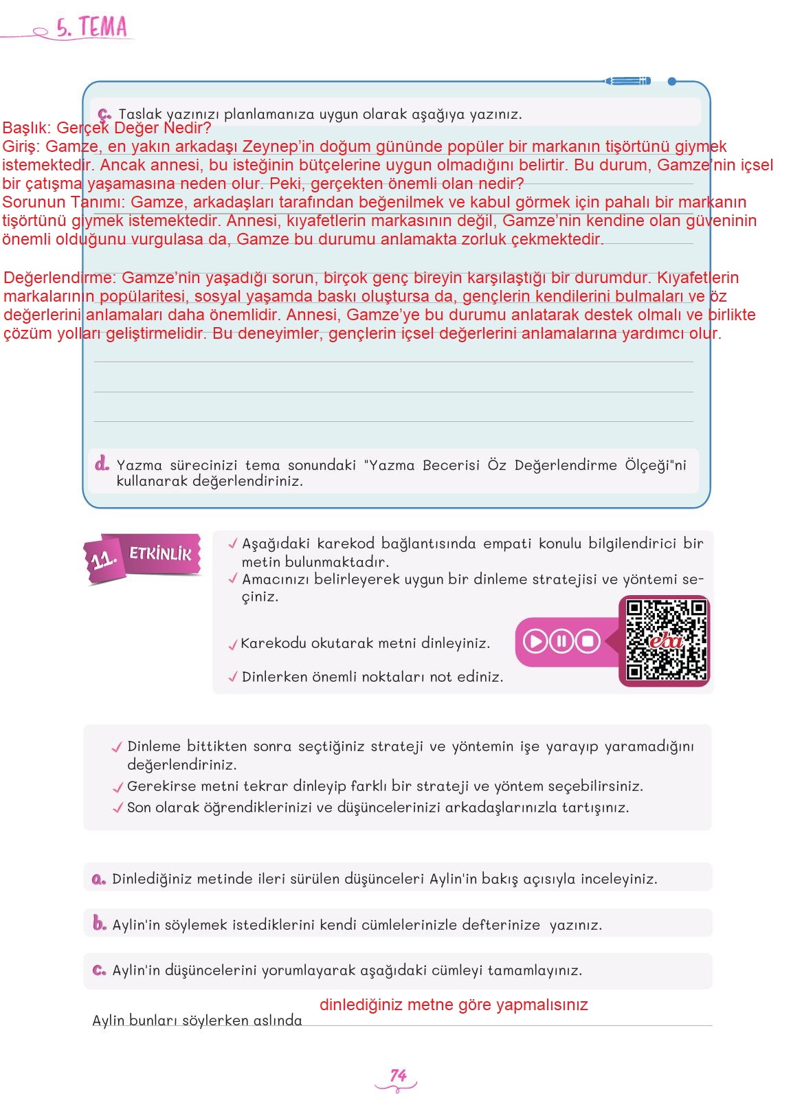 5. Sınıf Meb Yayınları 2. Kitap Türkçe Ders Kitabı Sayfa 74 Cevapları 5. Sınıf Meb Yayınları 2. Kitap Türkçe Ders Kitabı Sayfa 74 Cevapları