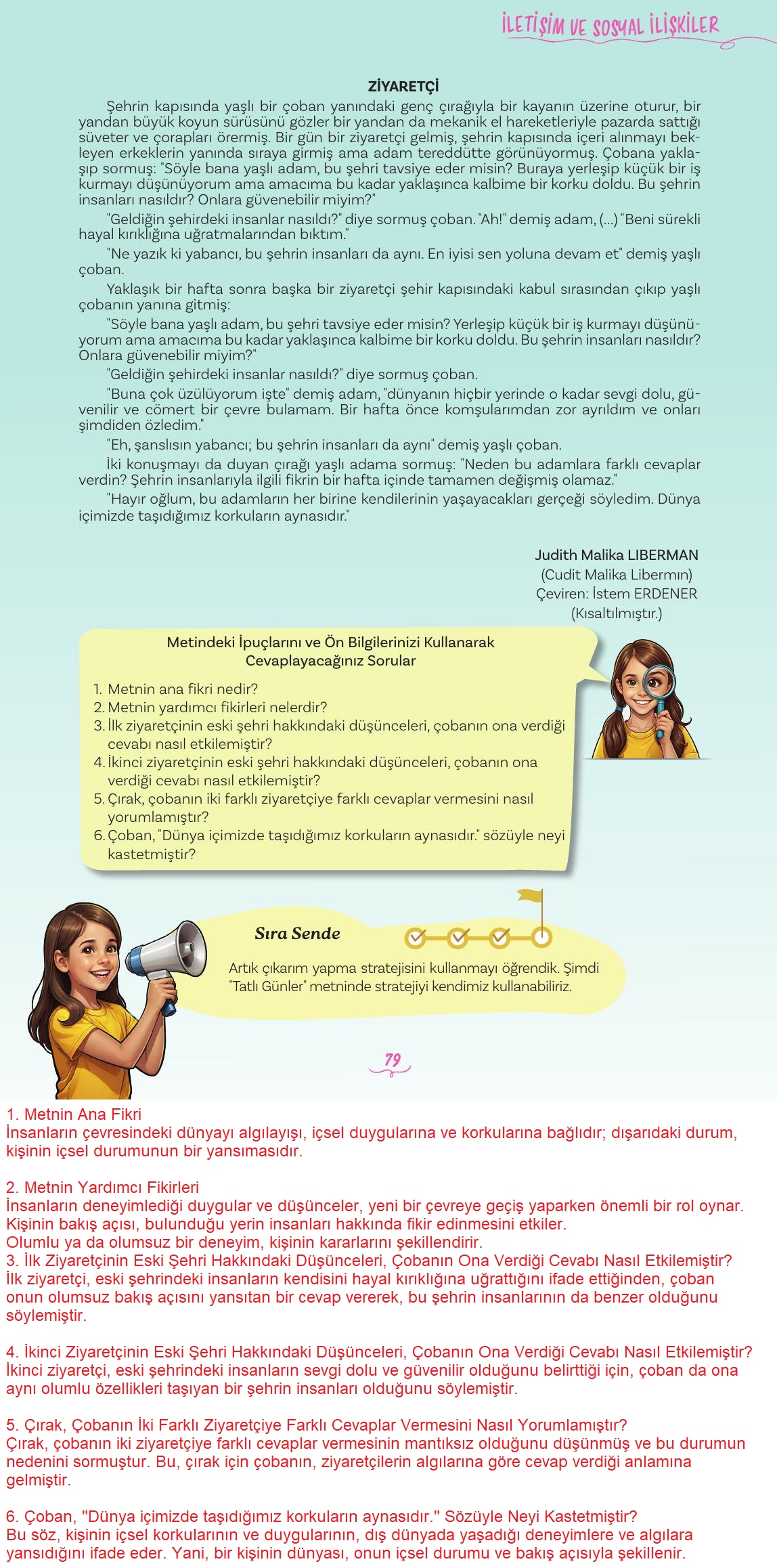5. Sınıf Meb Yayınları 2. Kitap Türkçe Ders Kitabı Sayfa 79 Cevapları