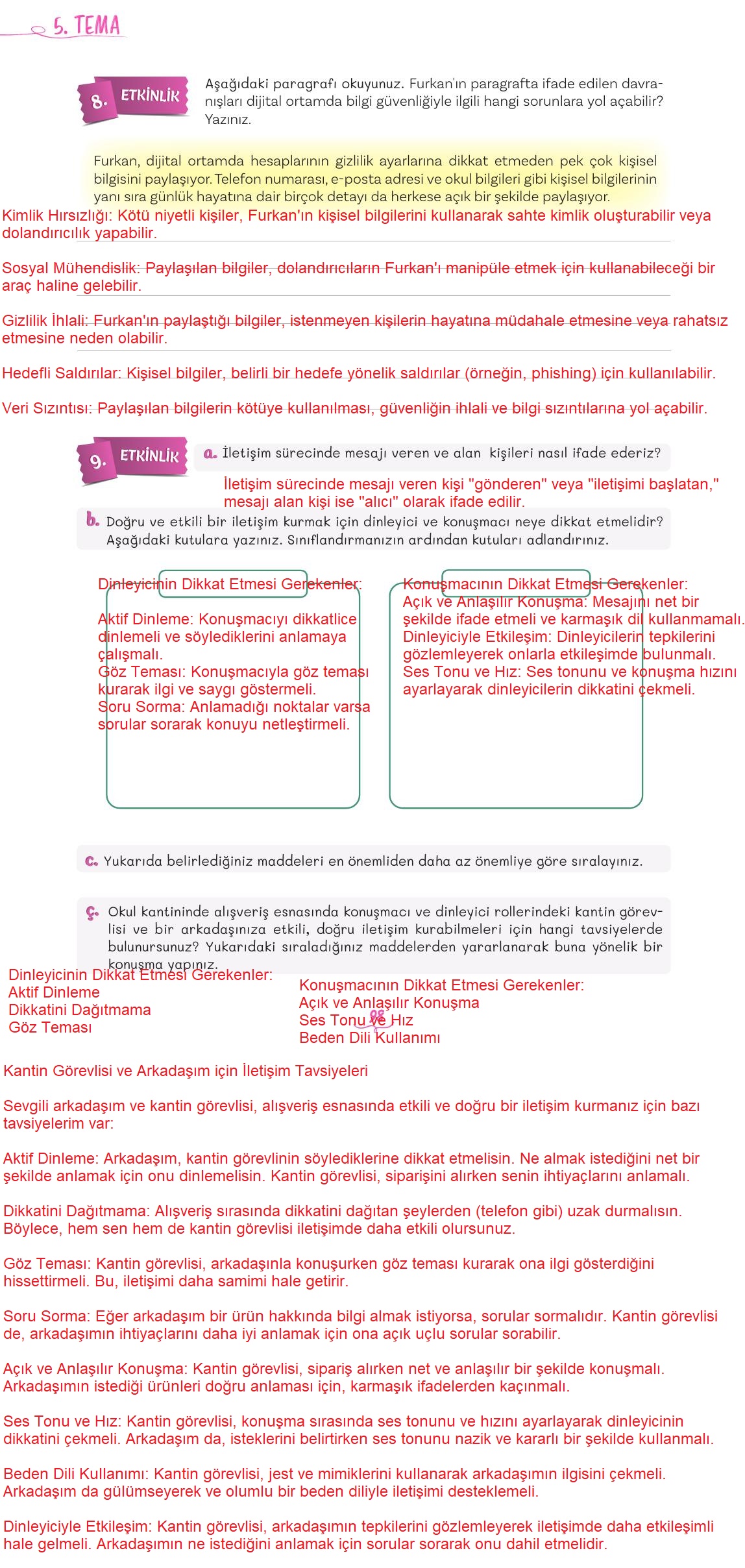 5. Sınıf Meb Yayınları 2. Kitap Türkçe Ders Kitabı Sayfa 98 Cevapları