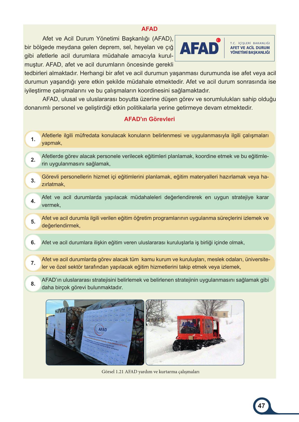 5. Sınıf Meb Yayınları Afet Bilinci Ders Kitabı Sayfa 47 Cevapları
