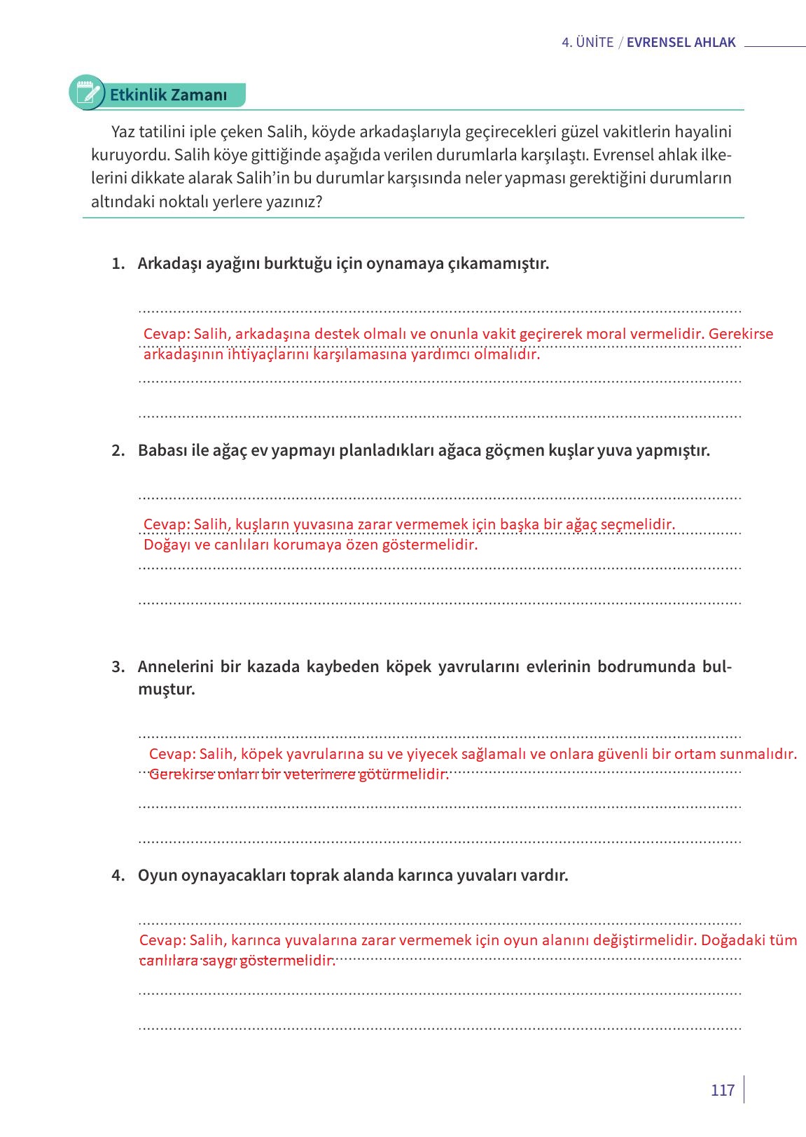 6. Sınıf Meb Yayınları Ahlak Ve Vatandaşlık Eğitimi Ders Kitabı Sayfa 117 Cevapları