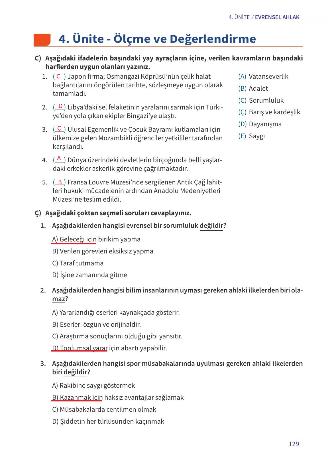 6. Sınıf Meb Yayınları Ahlak Ve Vatandaşlık Eğitimi Ders Kitabı Sayfa 129 Cevapları 6. Sınıf Meb Yayınları Ahlak Ve Vatandaşlık Eğitimi Ders Kitabı Sayfa 129 Cevapları