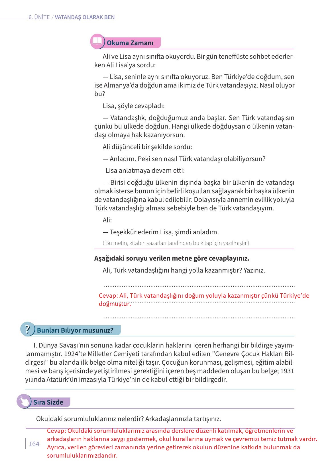 6. Sınıf Meb Yayınları Ahlak Ve Vatandaşlık Eğitimi Ders Kitabı Sayfa 164 Cevapları 6. Sınıf Meb Yayınları Ahlak Ve Vatandaşlık Eğitimi Ders Kitabı Sayfa 164 Cevapları