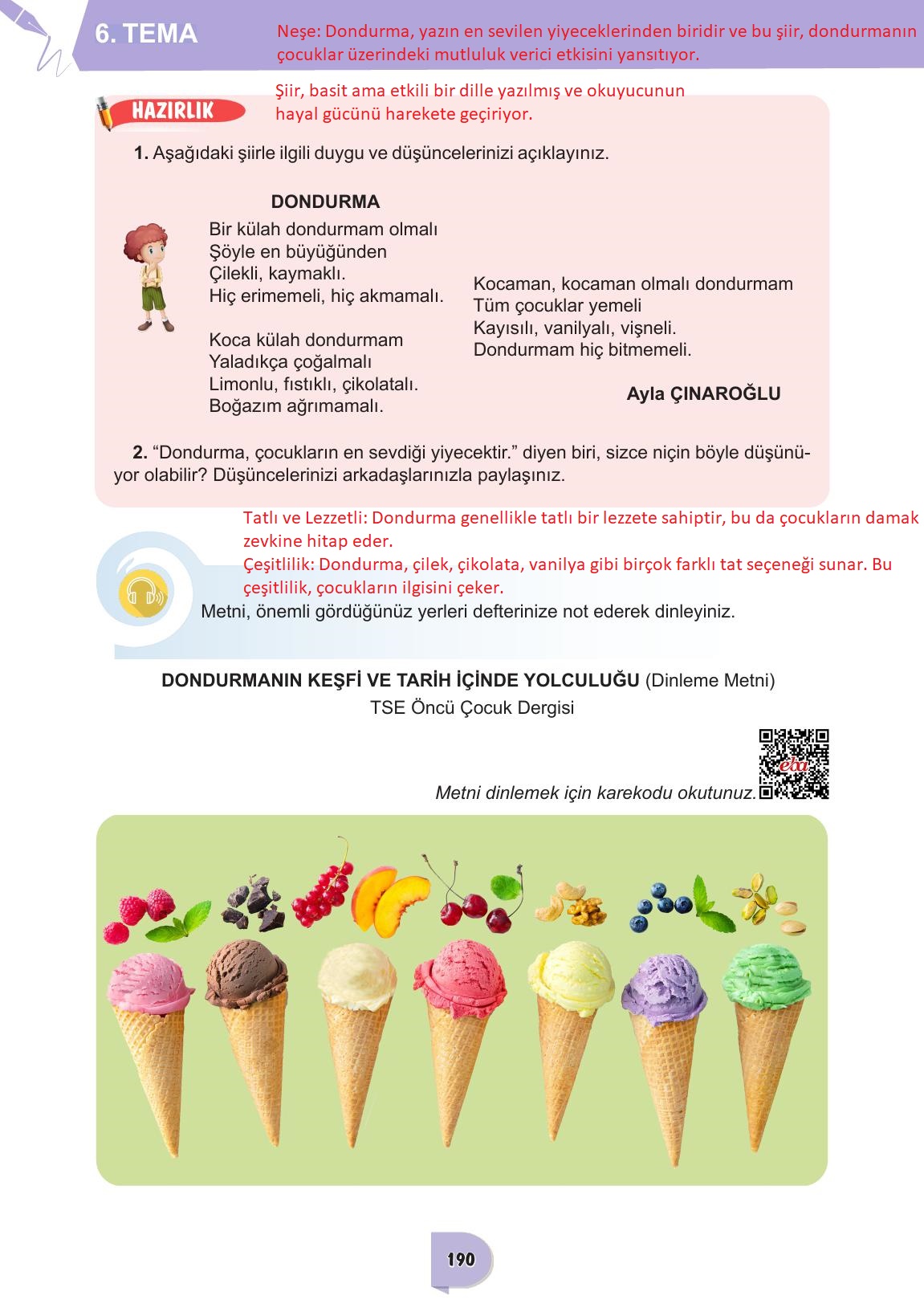 6. Sınıf Meb Yayınları Türkçe Ders Kitabı Sayfa 190 Cevapları