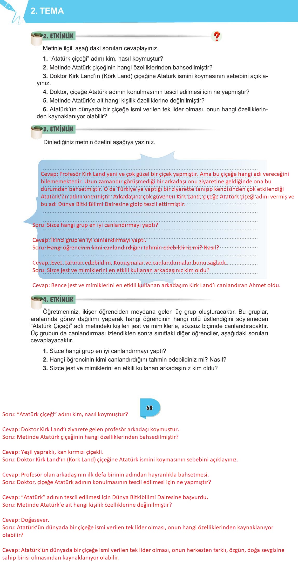 6. Sınıf Meb Yayınları Türkçe Ders Kitabı Sayfa 68 Cevapları 6. Sınıf Meb Yayınları Türkçe Ders Kitabı Sayfa 68 Cevapları