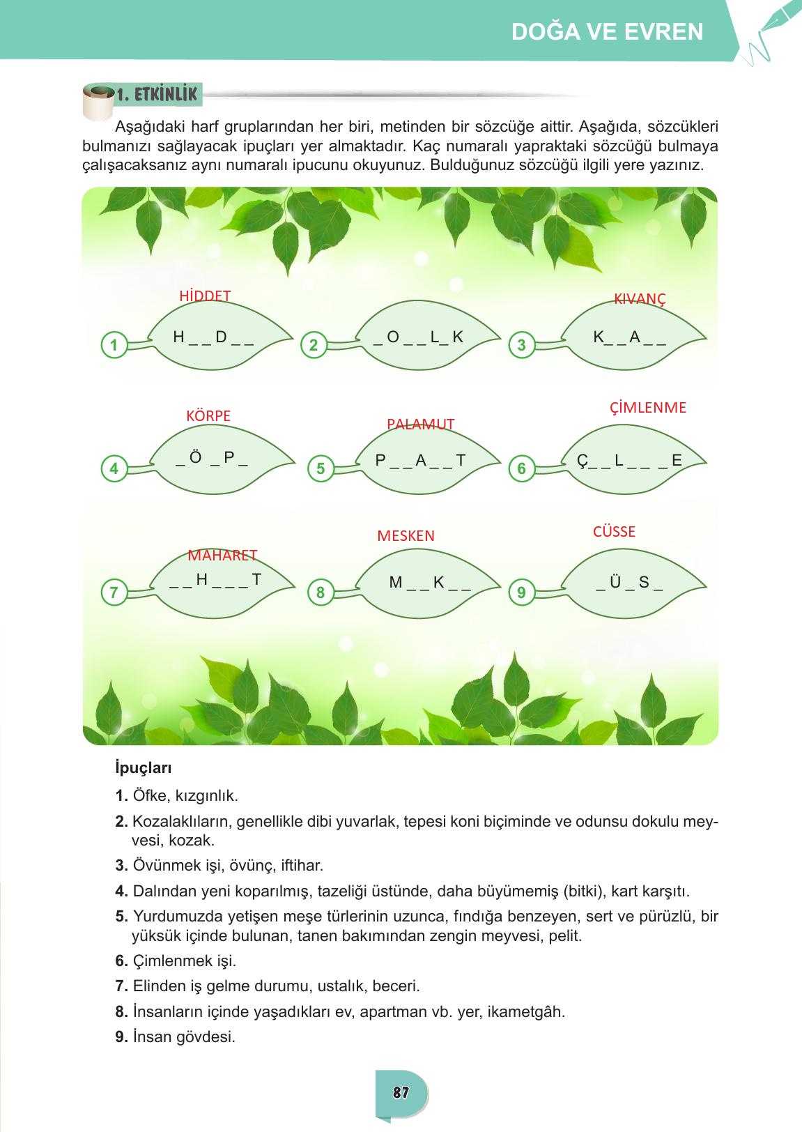 6. Sınıf Meb Yayınları Türkçe Ders Kitabı Sayfa 87 Cevapları 6. Sınıf Meb Yayınları Türkçe Ders Kitabı Sayfa 87 Cevapları