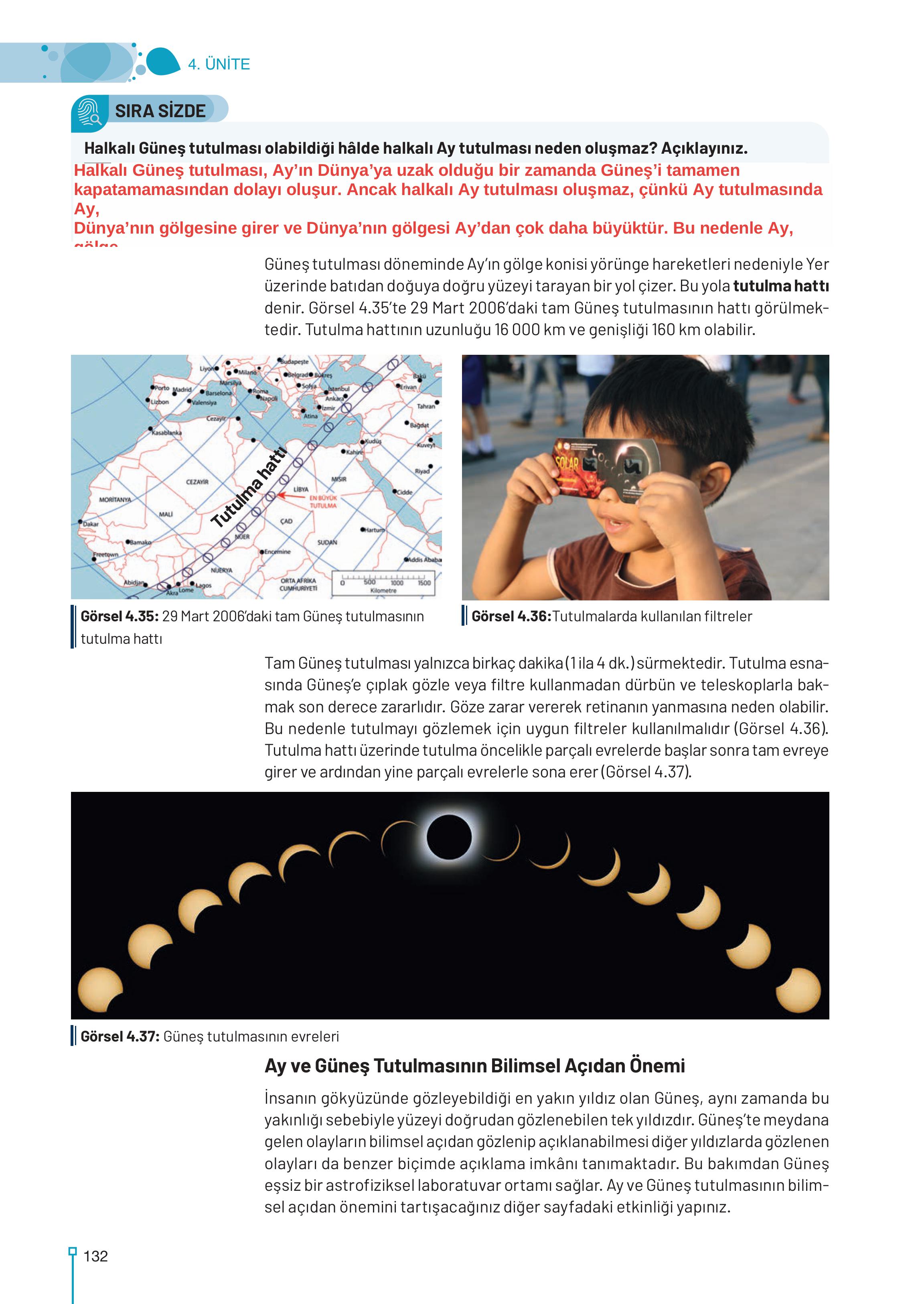 9. Sınıf Meb Yayınları Astronomi Ve Uzay Bilimleri Ders Kitabı Sayfa 132 Cevapları
