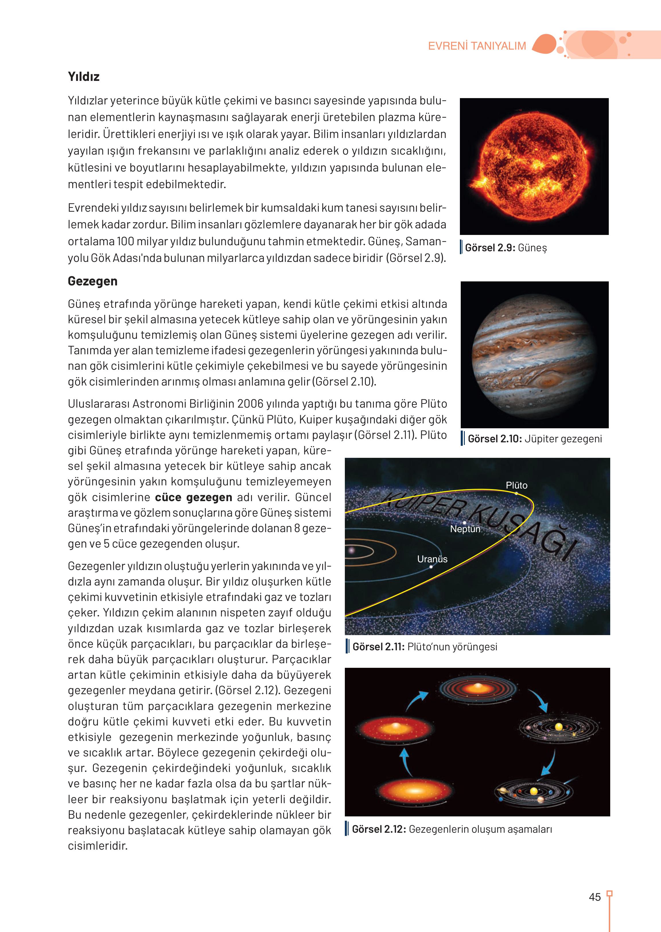 9. Sınıf Meb Yayınları Astronomi Ve Uzay Bilimleri Ders Kitabı Sayfa 45 Cevapları